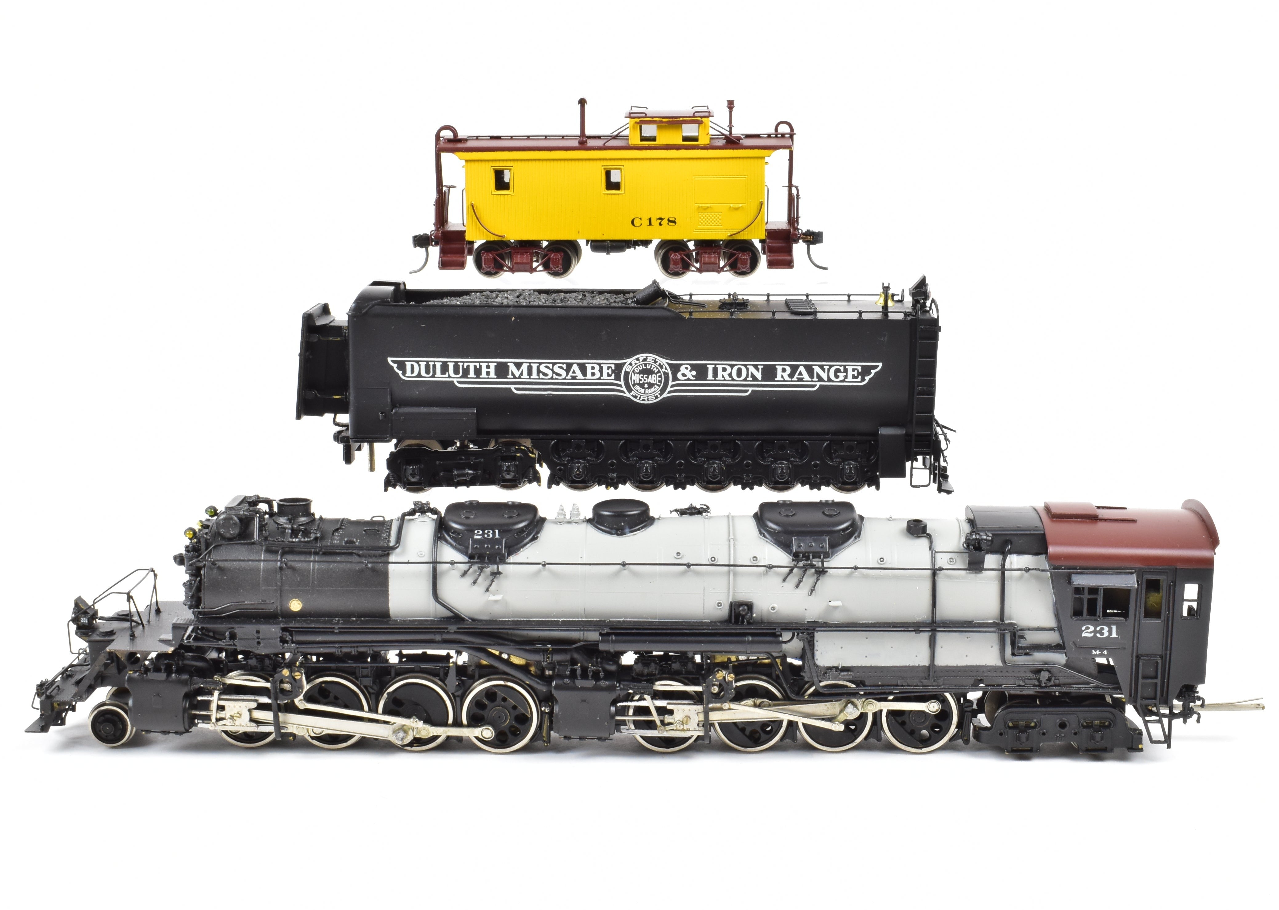 HO Scale Brass Model Train Set by Westside Model Co. - DM&IR Duluth, Missabe, & Iron Range 2-8-8-4 Yellowstone M-4 Locomotive with Caboose C/P