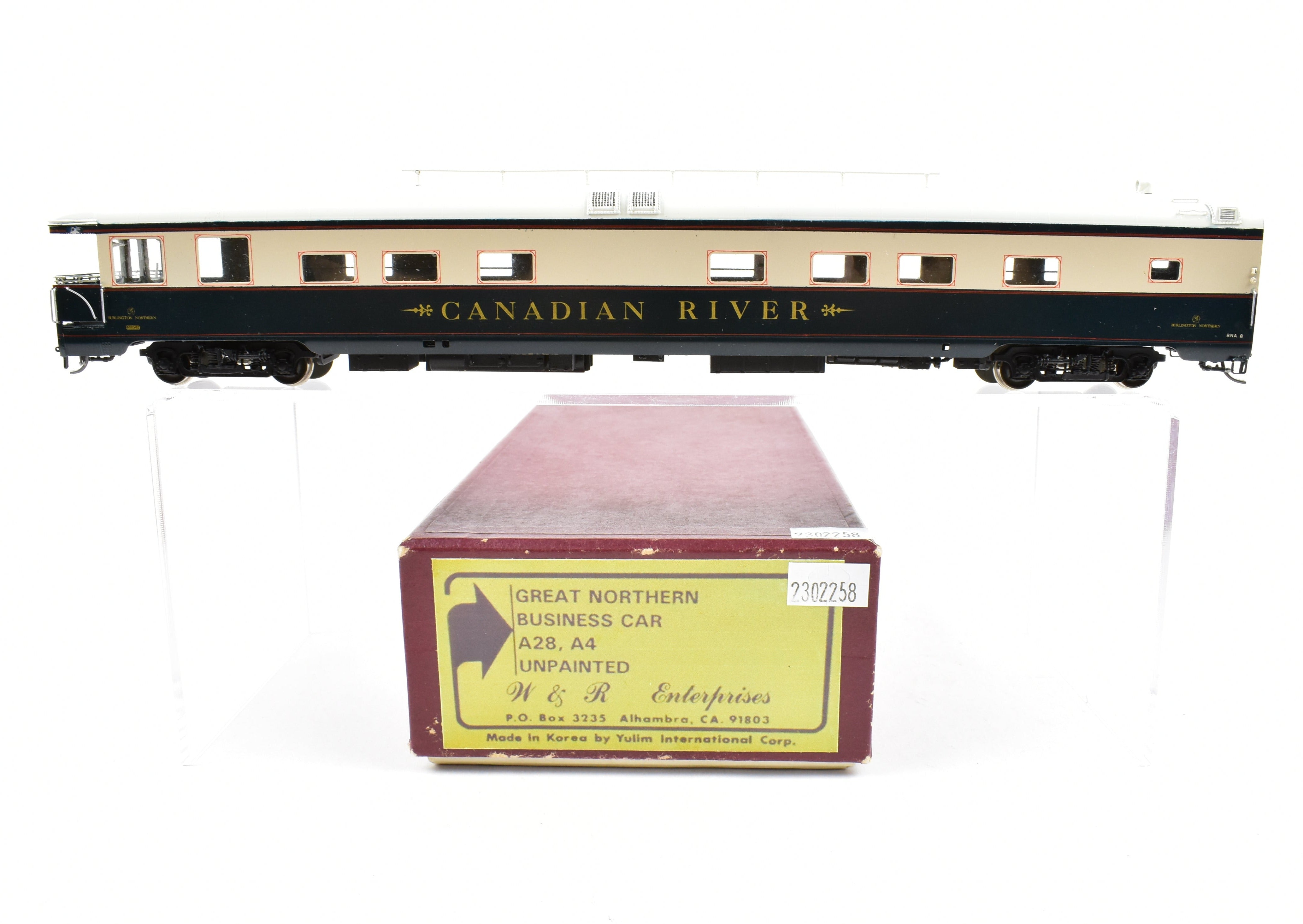 HO Scale Brass Burlington Northern 'Canadian River' Pro - Painted Business Car by W&R Enterprises