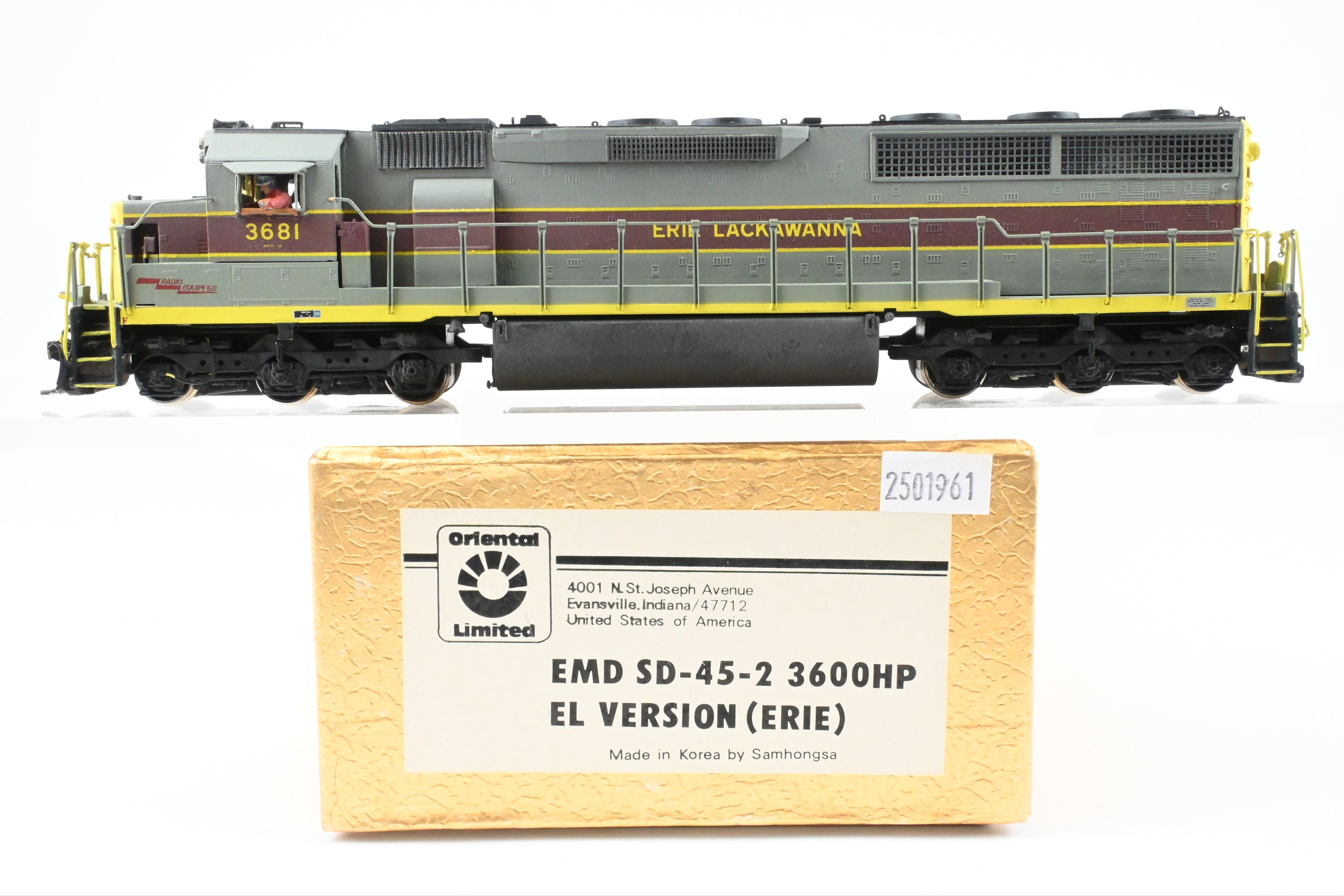 HO Scale Brass Erie Lackawanna EMD SD45 - 2 3600 HP Custom Painted Model