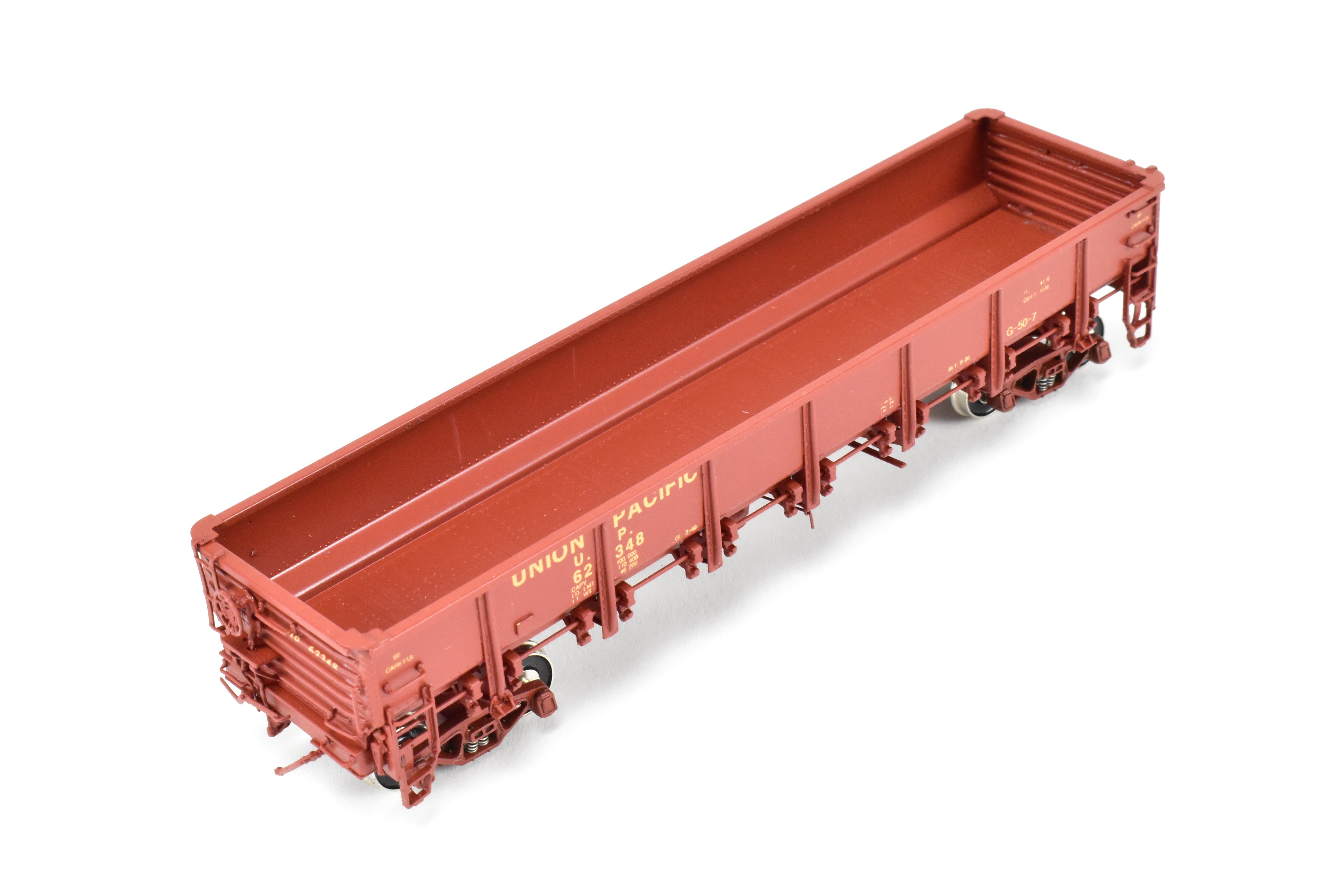 HO Scale Brass Challenger Imports Union Pacific Class G50 - 7 Drop Bottom Gondola Model, Version 2 with Rivet Side Sheets, Factory - Painted and Numbered FP #62348