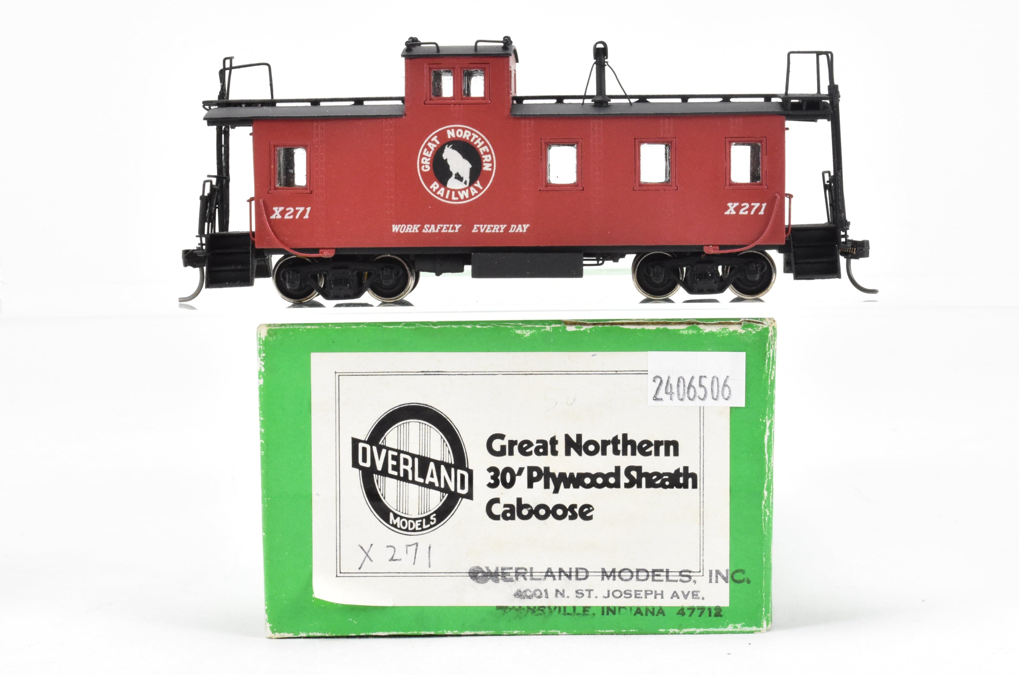 HO Scale Brass Model Train Caboose - OMI (Overland Models, Inc.) GN (Great Northern) 30 - Foot Plywood - Sheathed Caboose C/P X271