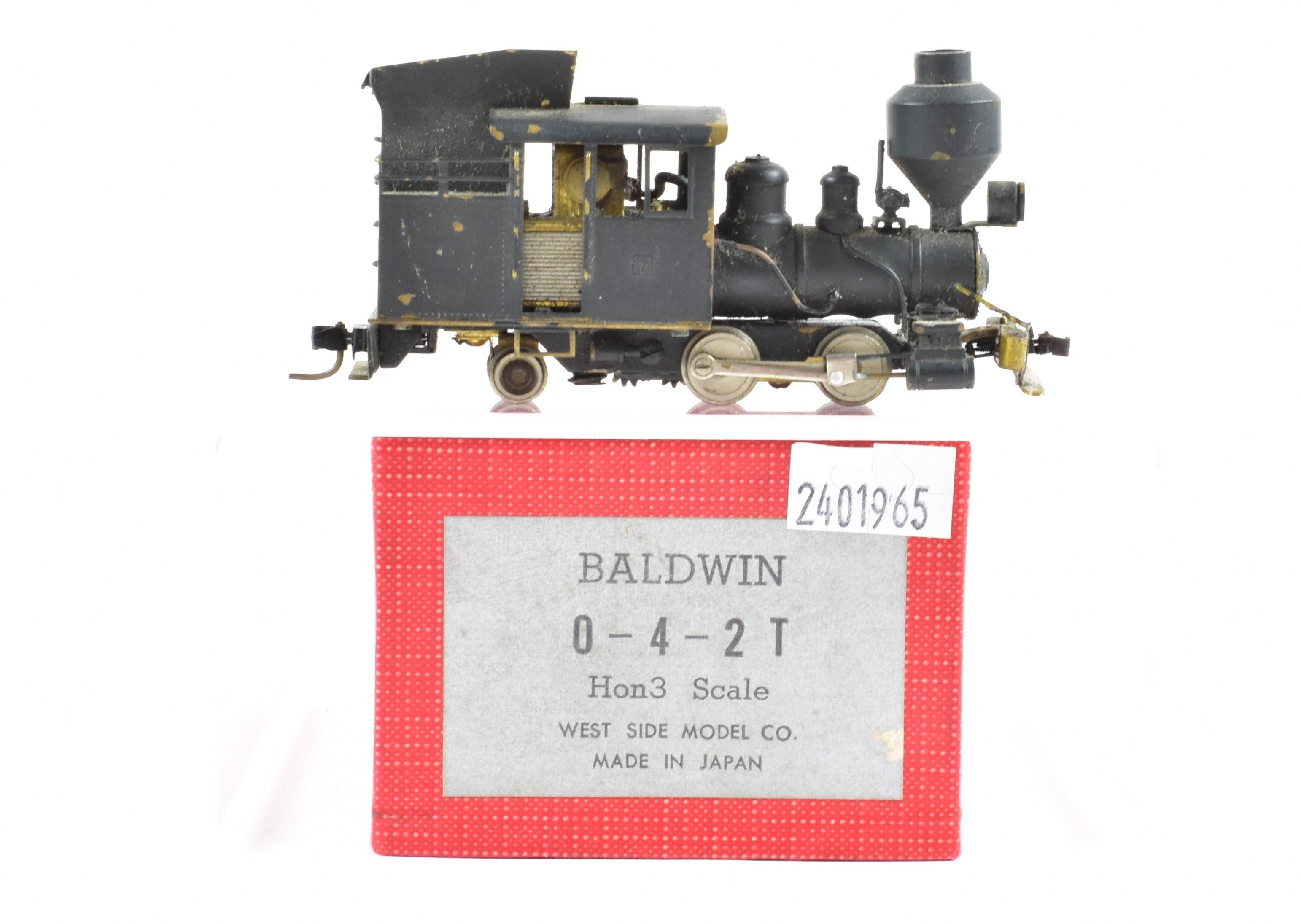 HOn3 Scale Brass Westside Model Co. Custom Painted Baldwin 0 - 4 - 2T Logging Locomotive Model with Various Road Features, Sold As - Is