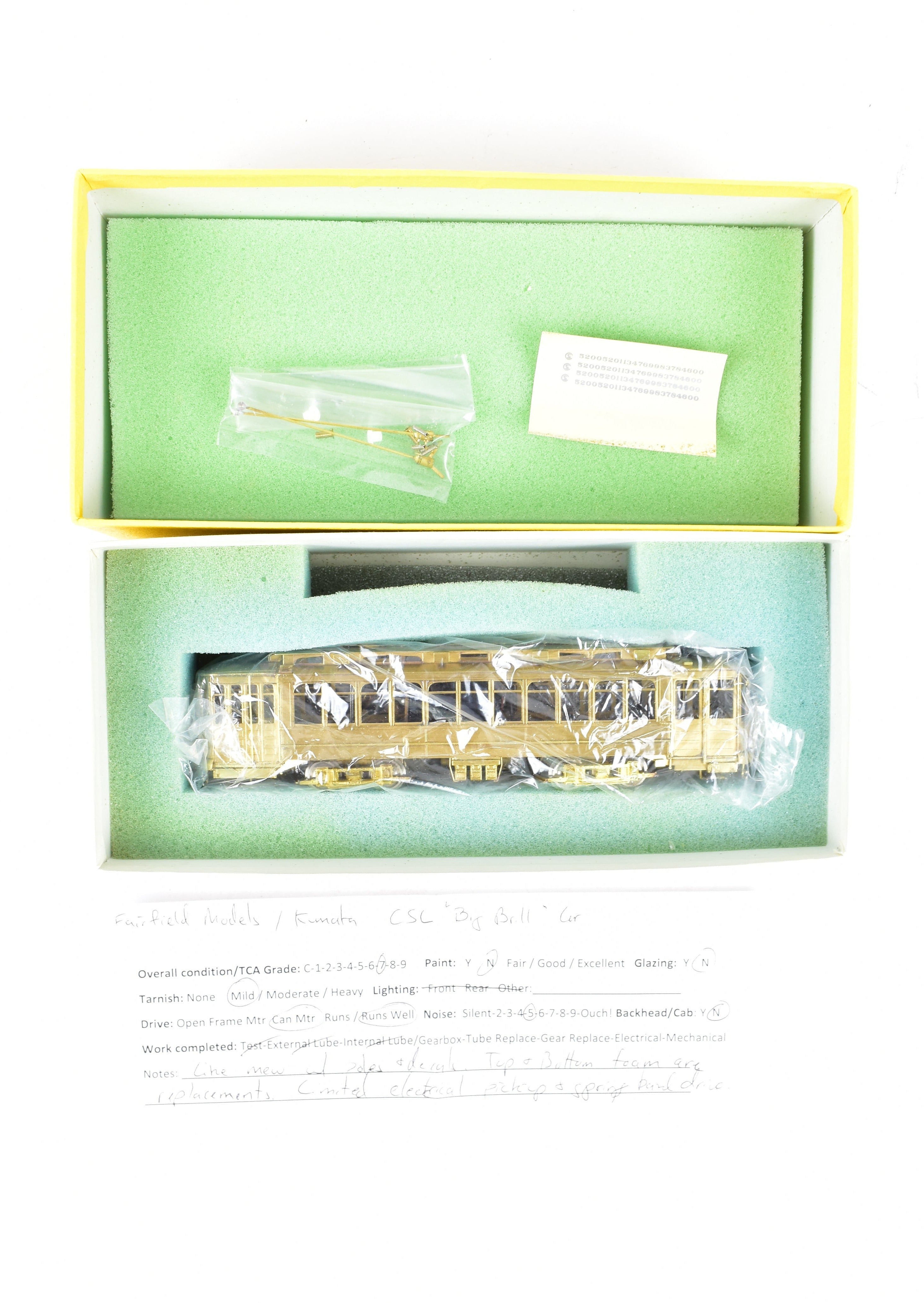 HO Scale Brass Model Train - Fairfield Models CSL Chicago Surface Lines Big Brill Single - Ended Car