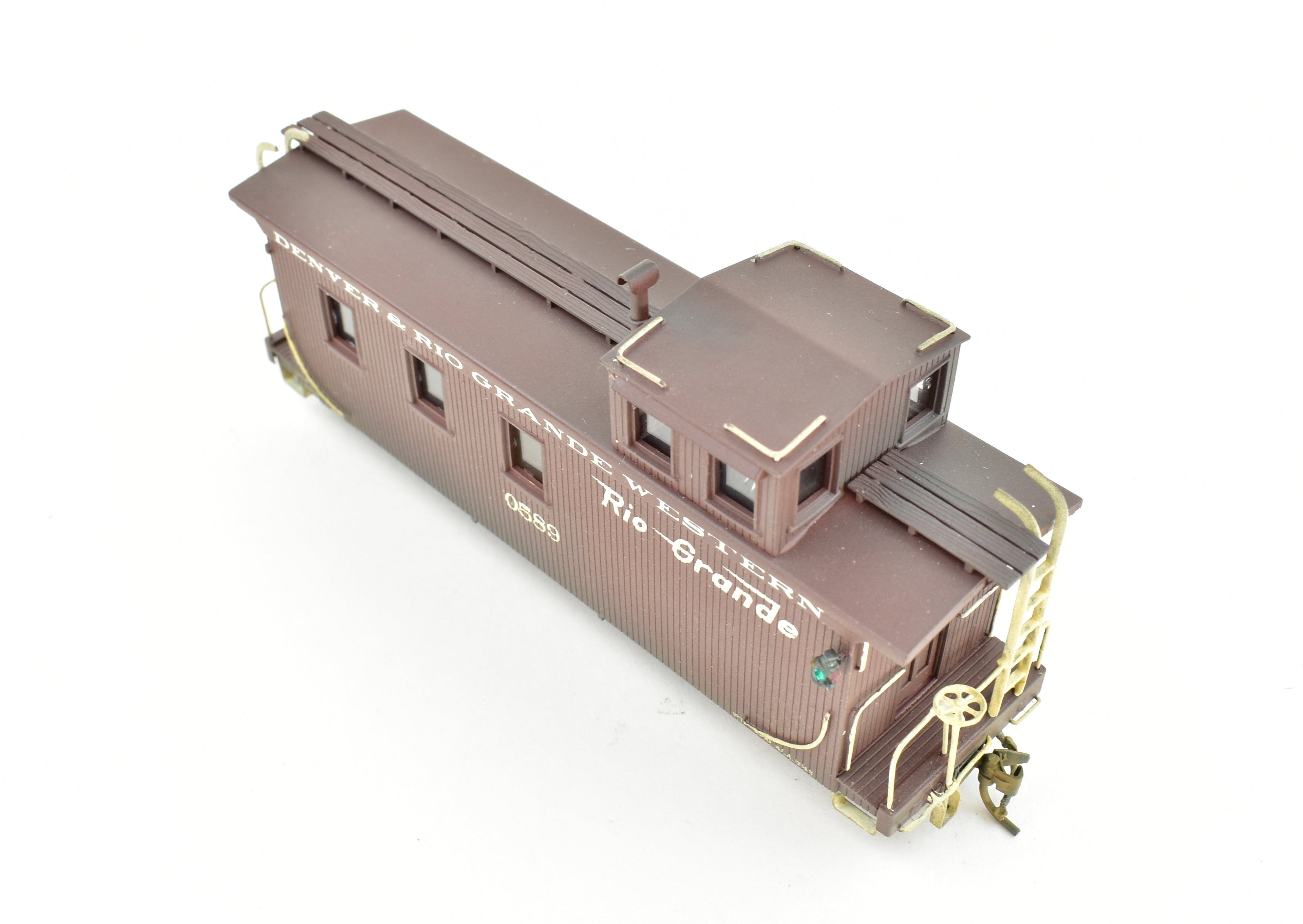 HOn3 Custom - Painted Brass Westside Model Co. D&RGW Long Caboose 0589