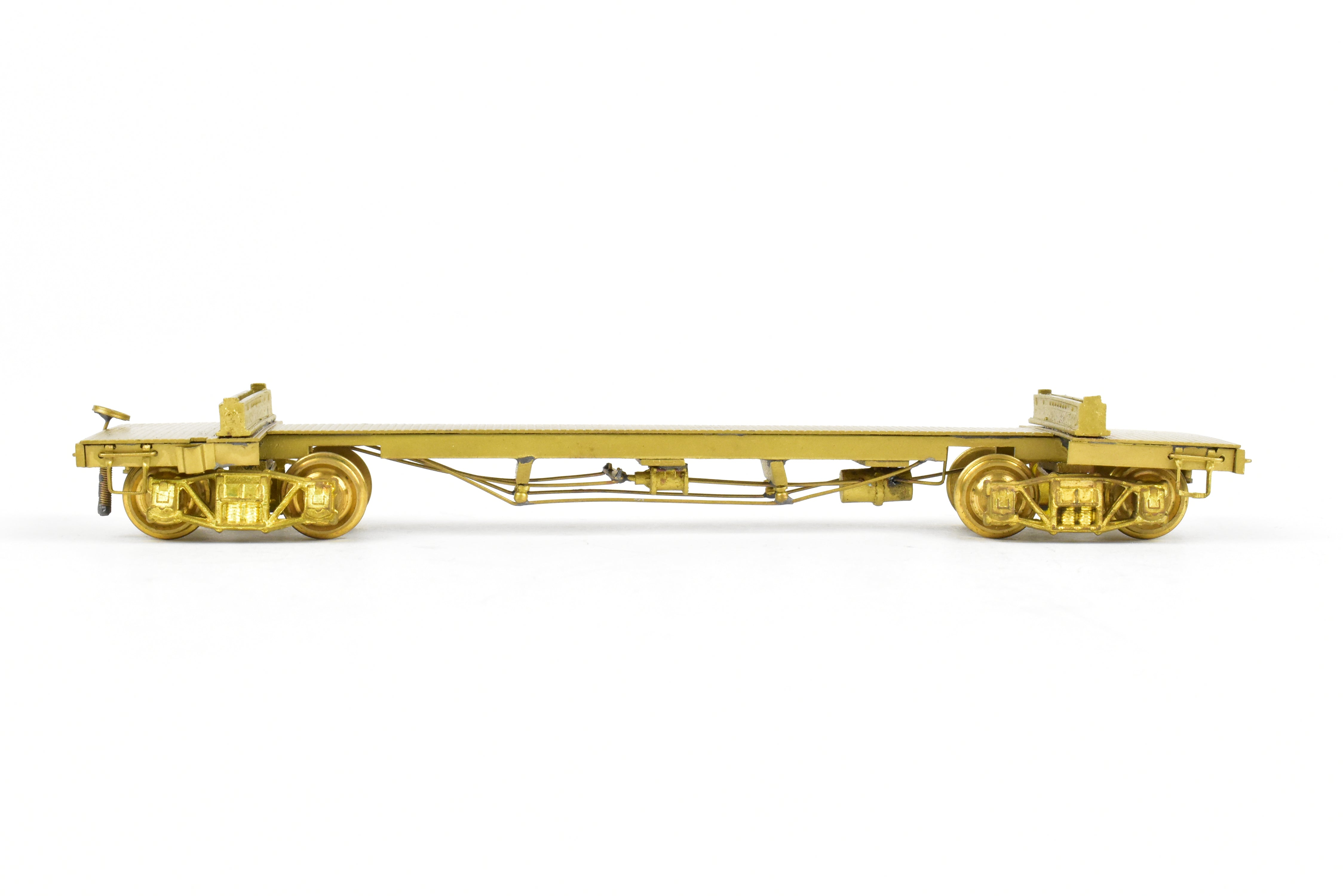 HO Scale Brass Model Train Log Car by Far East Distributors - Northern Pacific 41-Foot Log Car with Seattle Car & Foundry Archbar Trucks