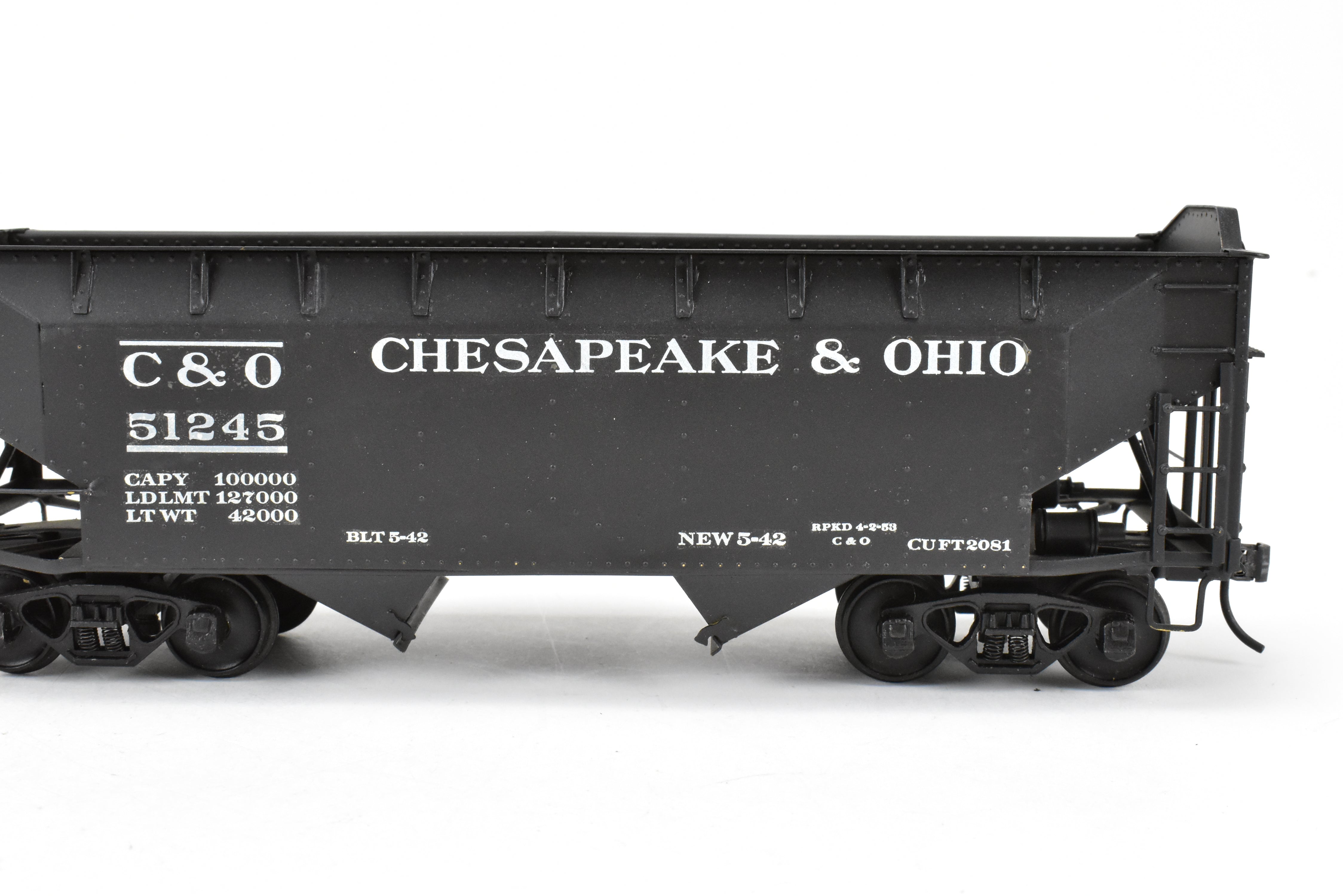 O Scale US Hobbies Brass C&O Offset Side Twin Hopper, Peaked Ends, CP No. 51245