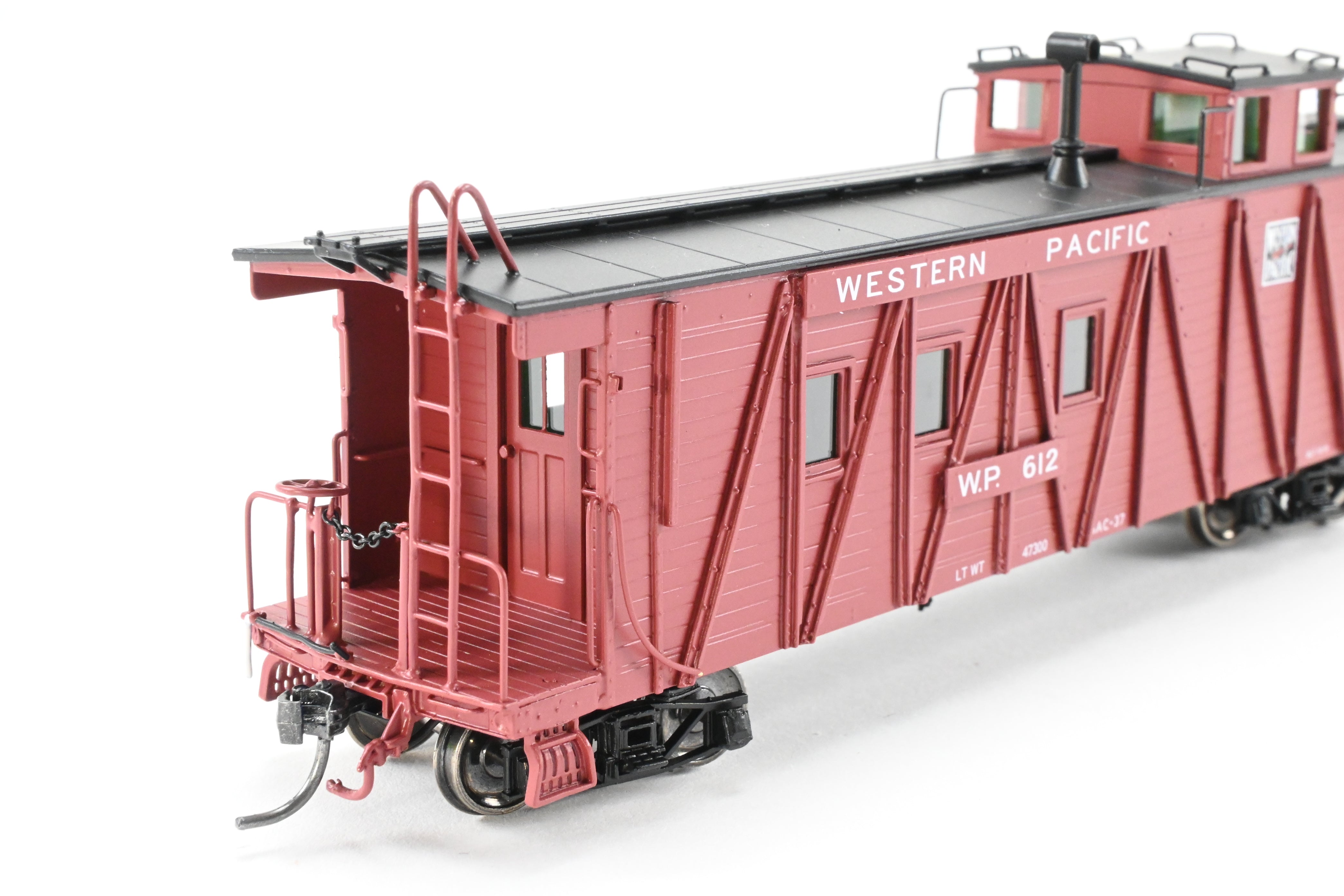 High - Quality HO Scale New Brass North Bank Line (NBL) and Western Pacific (WP) Caboose #612 with Recessed Ends and FP Brown Finish, Ideal for Model Train Enthusiasts