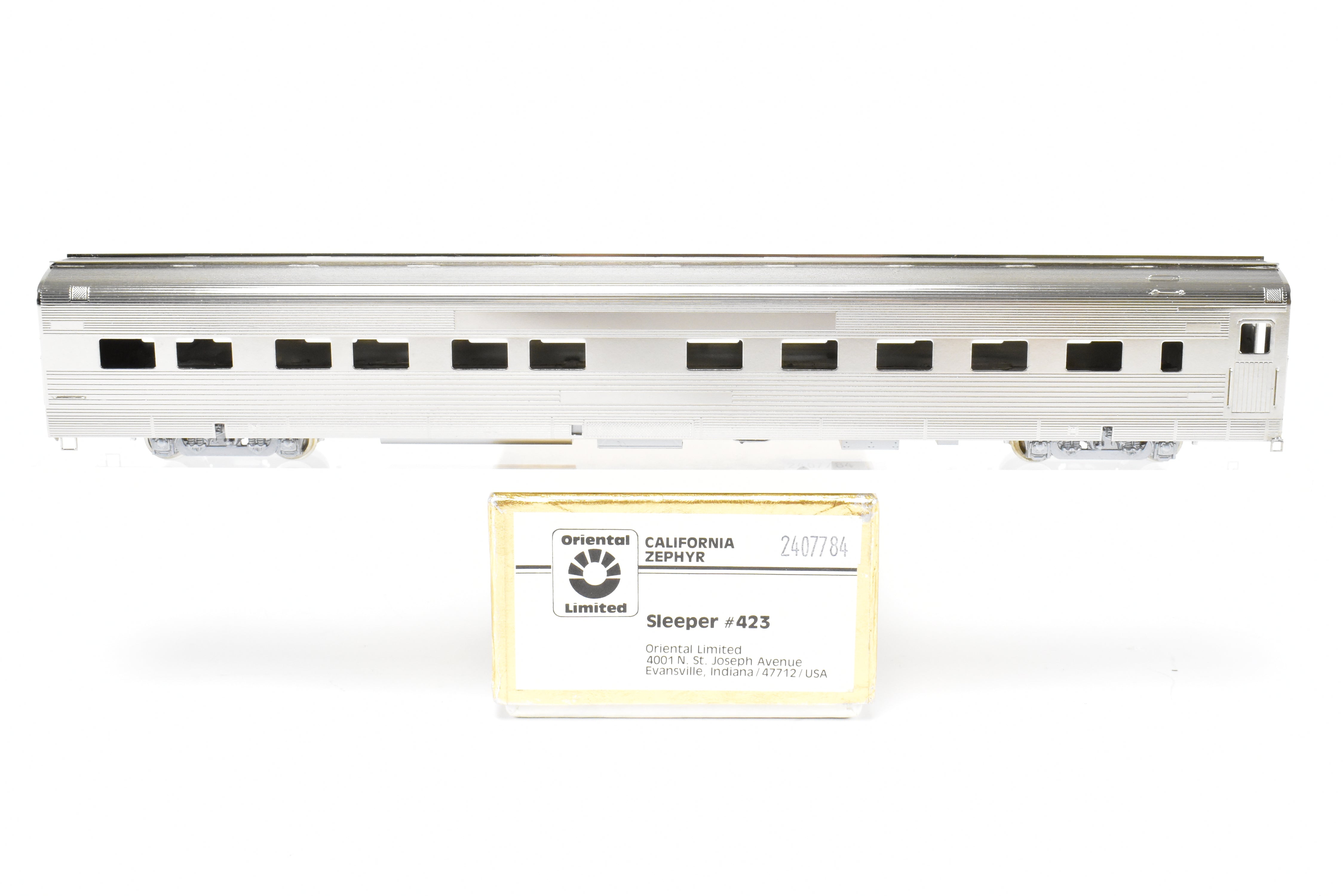 HO Scale Brass Model Train Sleeper - Oriental Limited CB&Q/DRGW/WP California Zephyr Sleeper #423 Budd 10 - 6