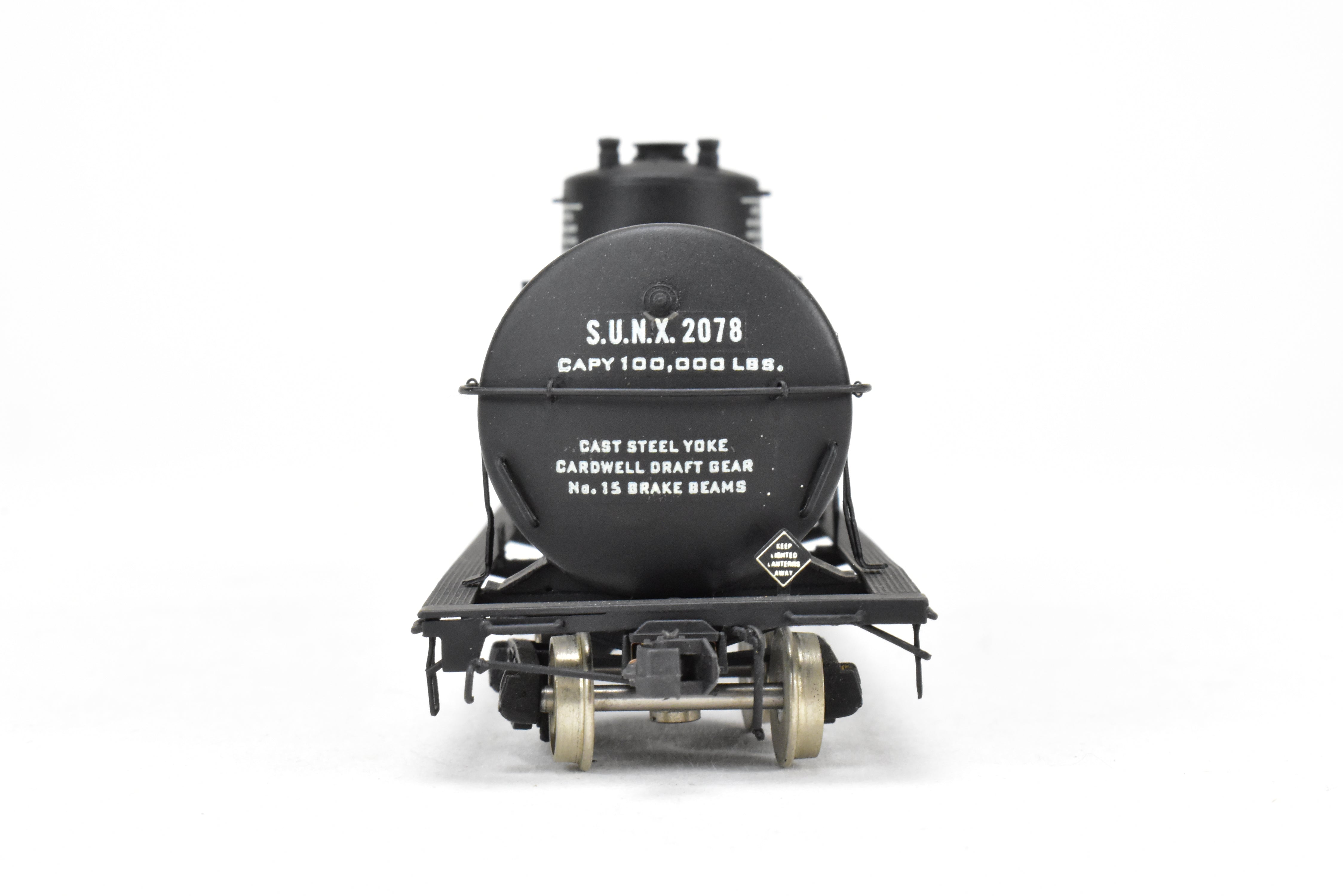 HO Scale Brass Precision Scale Co. (PSC) 16,000 Gallon Tank Car with Various Roads and Sun Oils Decals for Model Trains