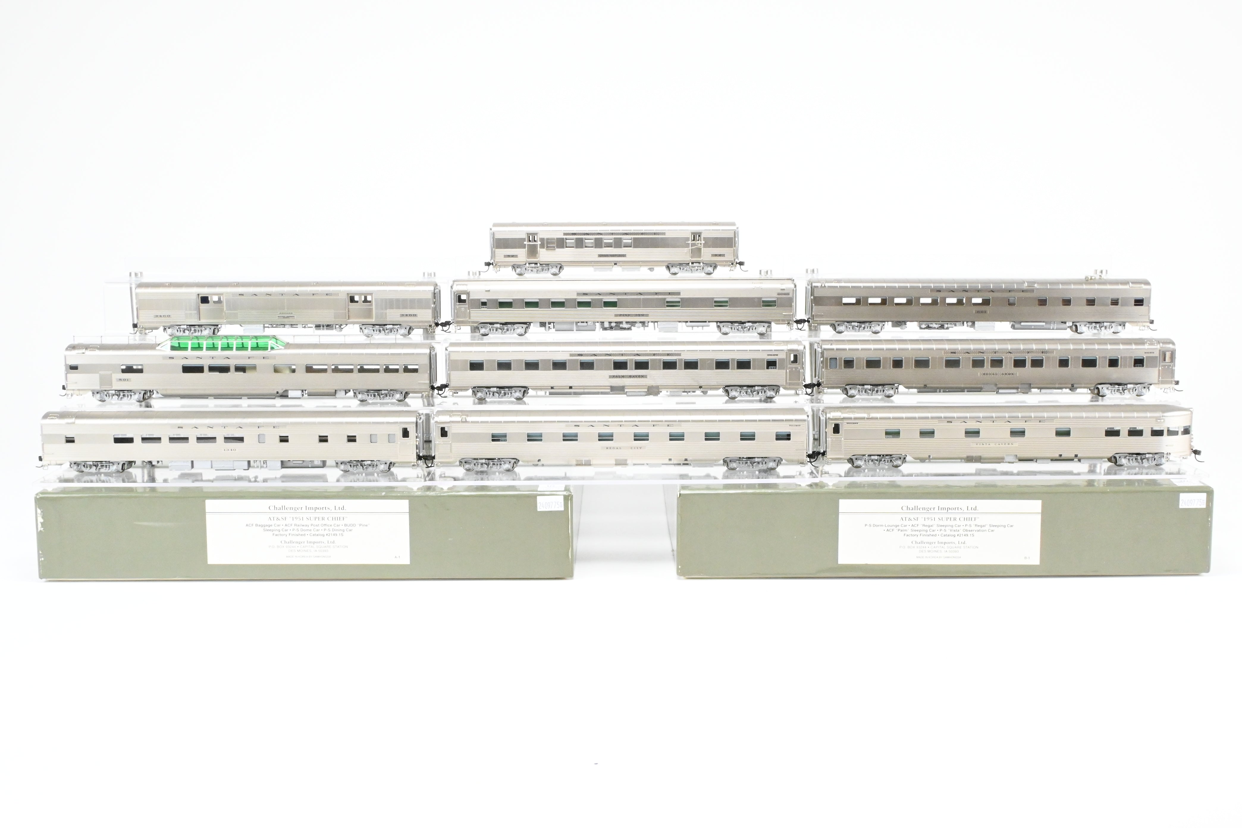 1997 HO Brass CIL Challenger Imports ATSF Santa Fe 10-Car Super Chief Set