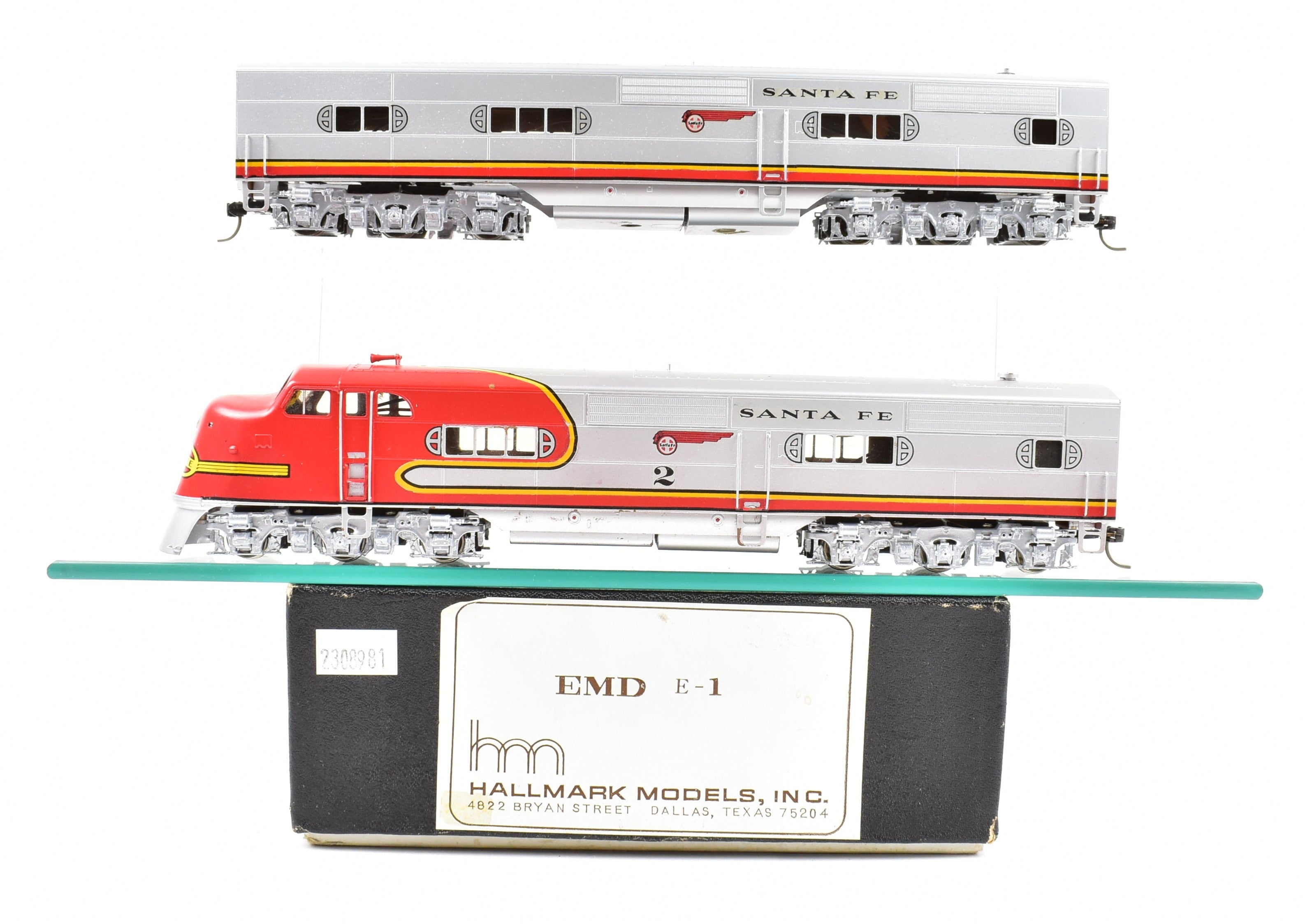 HO Scale Brass Hallmark Model Train Sets - ATSF Santa Fe EMC E - 1 A/B Powered Set with Upgraded Drives and Custom Painting