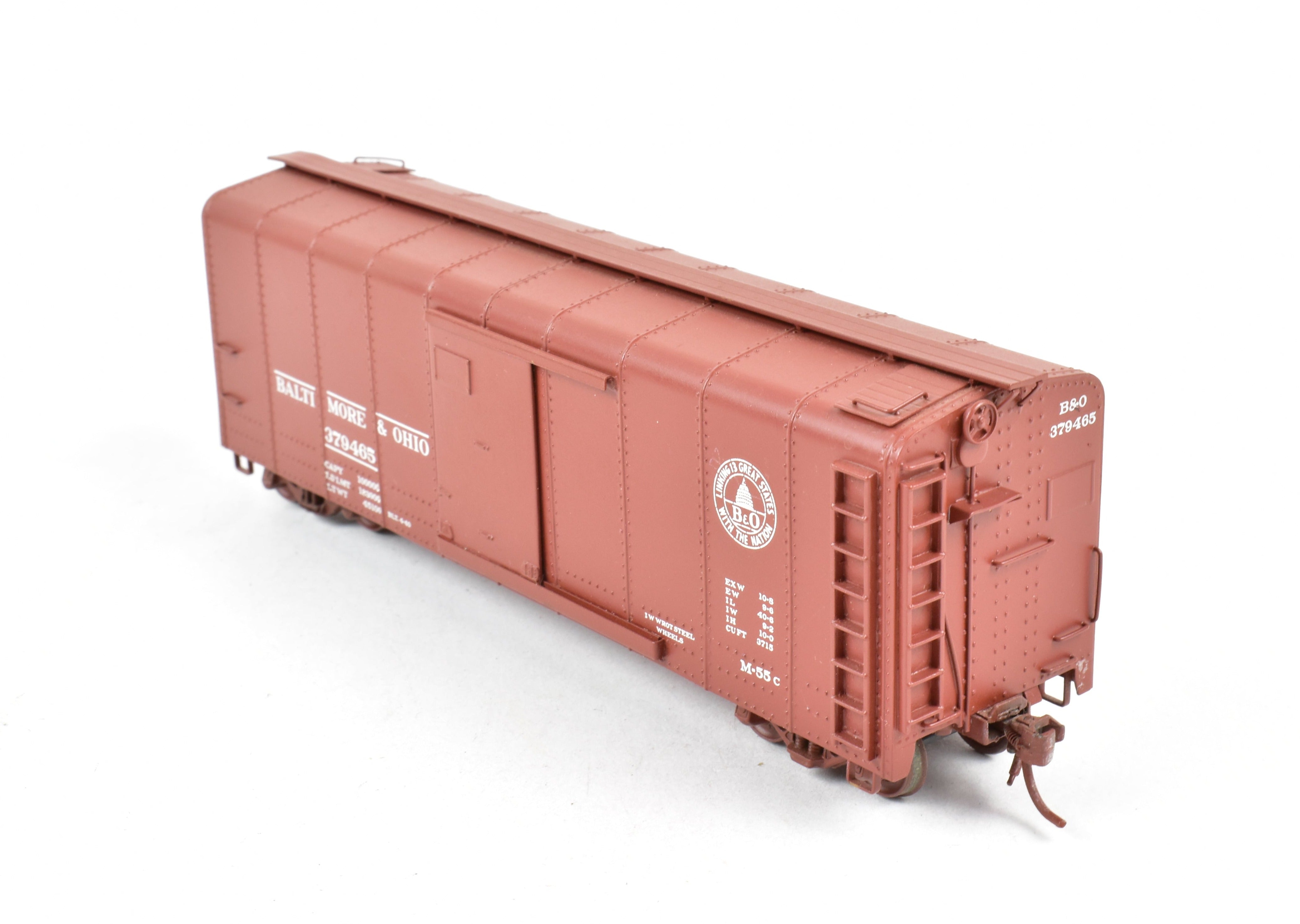 HO Scale Brass Model Trains - B&O M - 53 Round Roof 40 - Foot Custom - Painted Boxcar by Trains Inc., Without Original Box