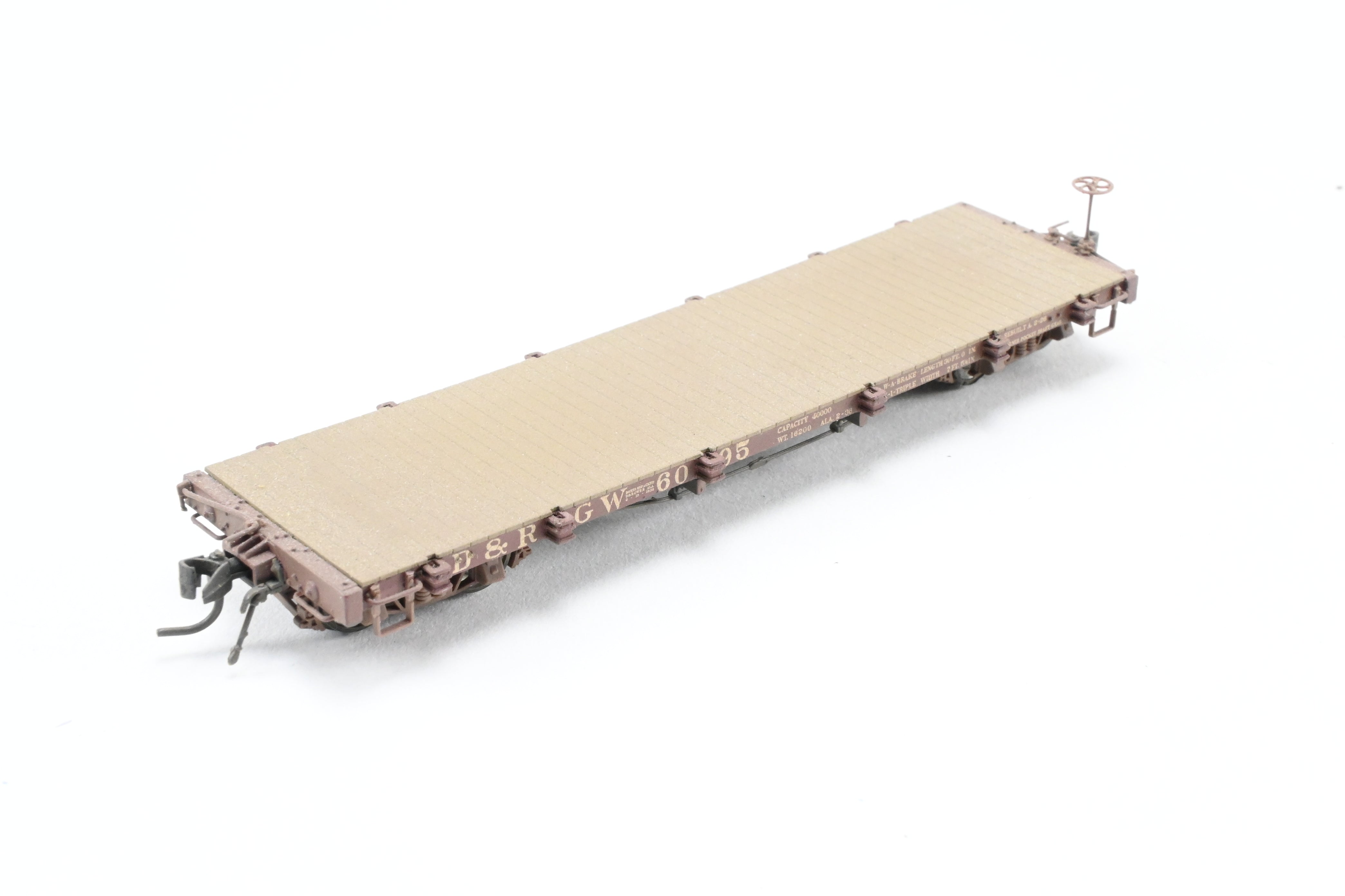 HOn3 Scale Model Train - Blackstone Models D&RGW Denver & Rio Grande Western 30’ Weathered Flat Car No. 6095