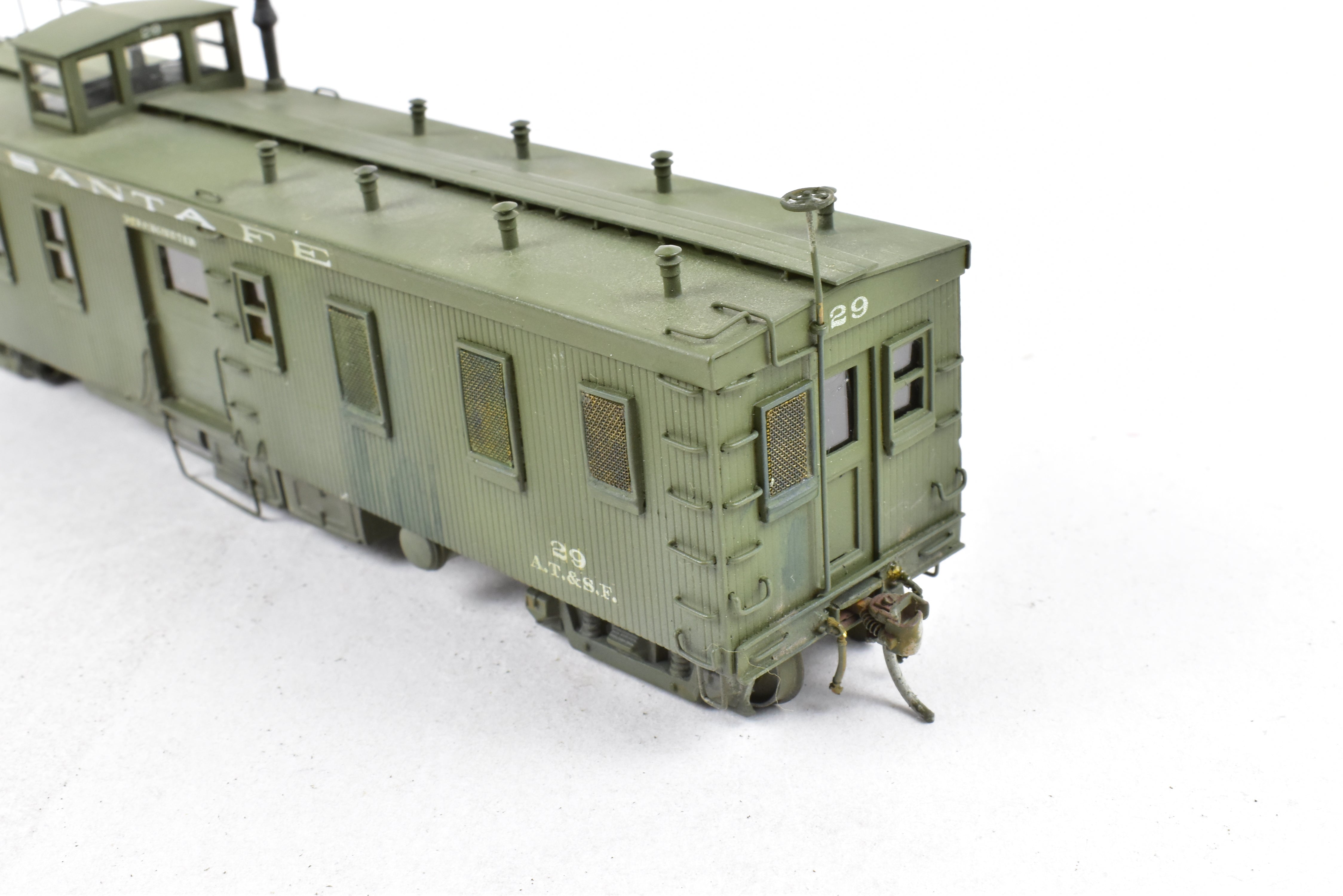 HO Scale Brass Hallmark Models ATSF - Santa Fe Dynamometer Car No. 29, Professionally Custom Painted and Artfully Weathered for Model Train Enthusiasts