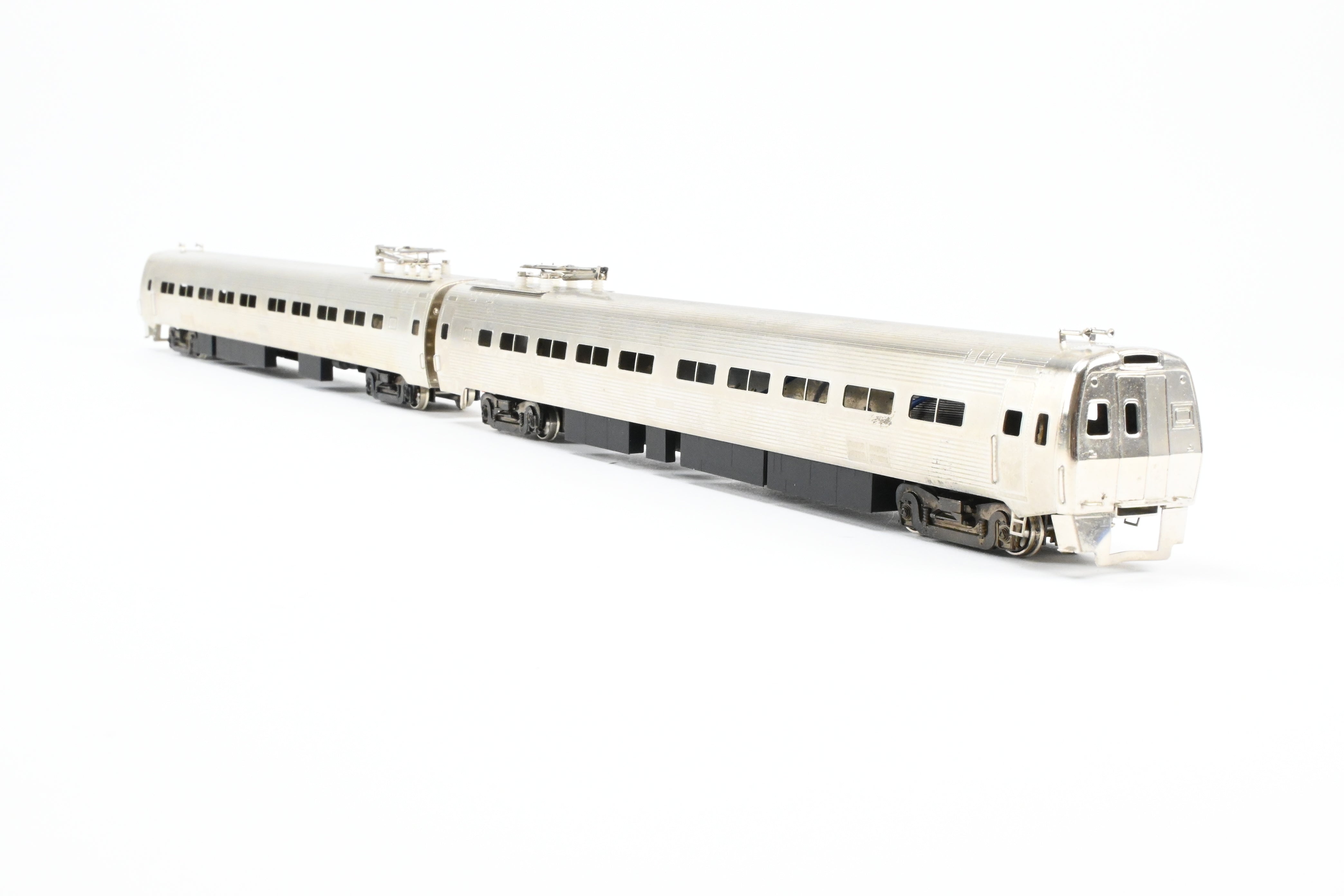 HO Scale Brass Gem Models Collectible PC - Penn Central/Amtrak Budd Metroliner 2-Car Set (1 Powered and 1 Non-Powered) with Factory Plated and Unlettered Finish