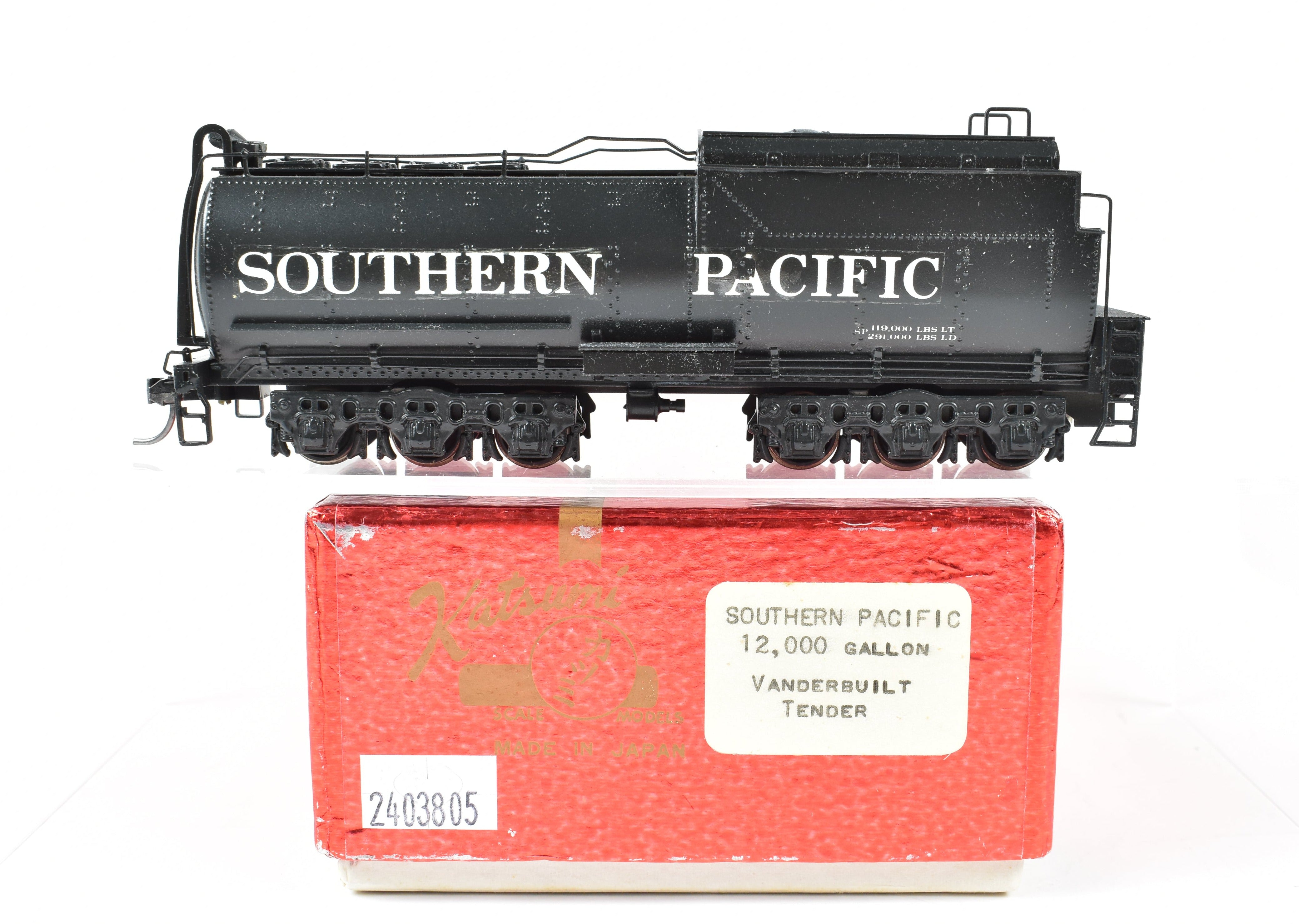 HO Scale Custom - Painted Brass Balboa Southern Pacific 12,000 Gallon Vanderbilt Tender for Model Trains (TENDER ONLY)