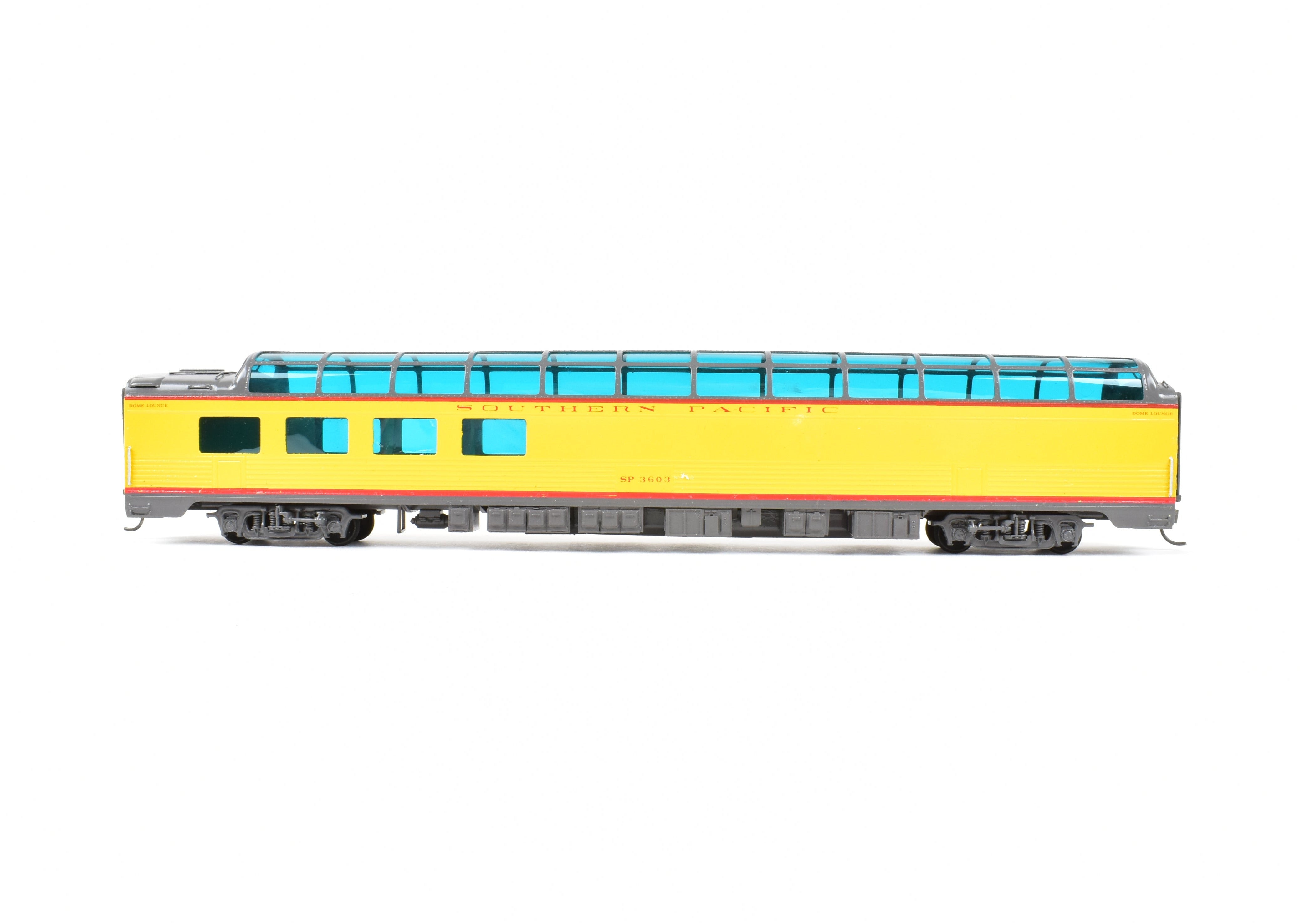 High - Quality HO Scale Brass Model Railroad Car - Southern Pacific 3/4 Dome #3603 with Corrugated Design, Custom Painted and Upgraded for Soho SP