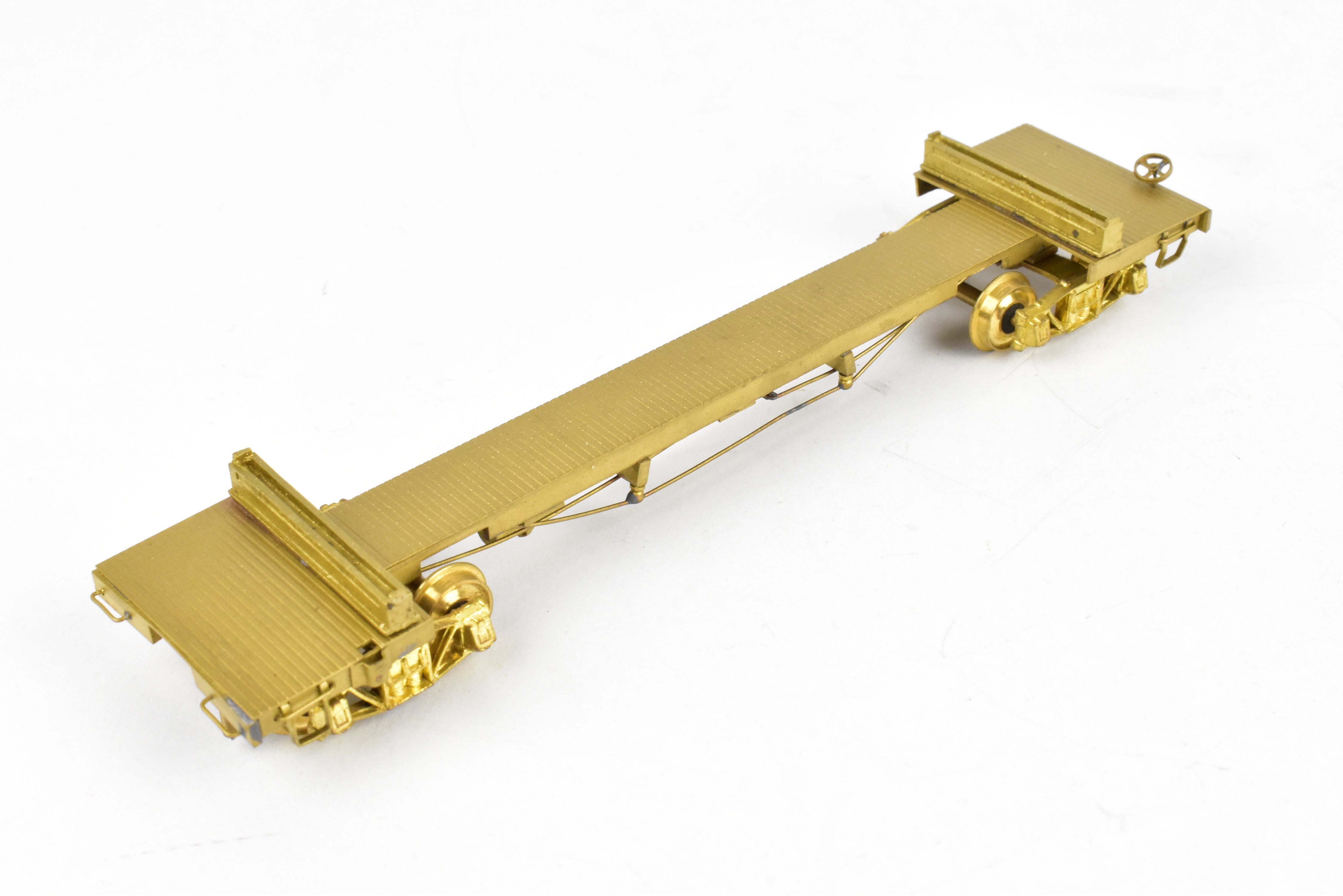 HO Scale Brass Model Train Log Car by Far East Distributors - Northern Pacific 41-Foot Log Car with Seattle Car & Foundry Archbar Trucks