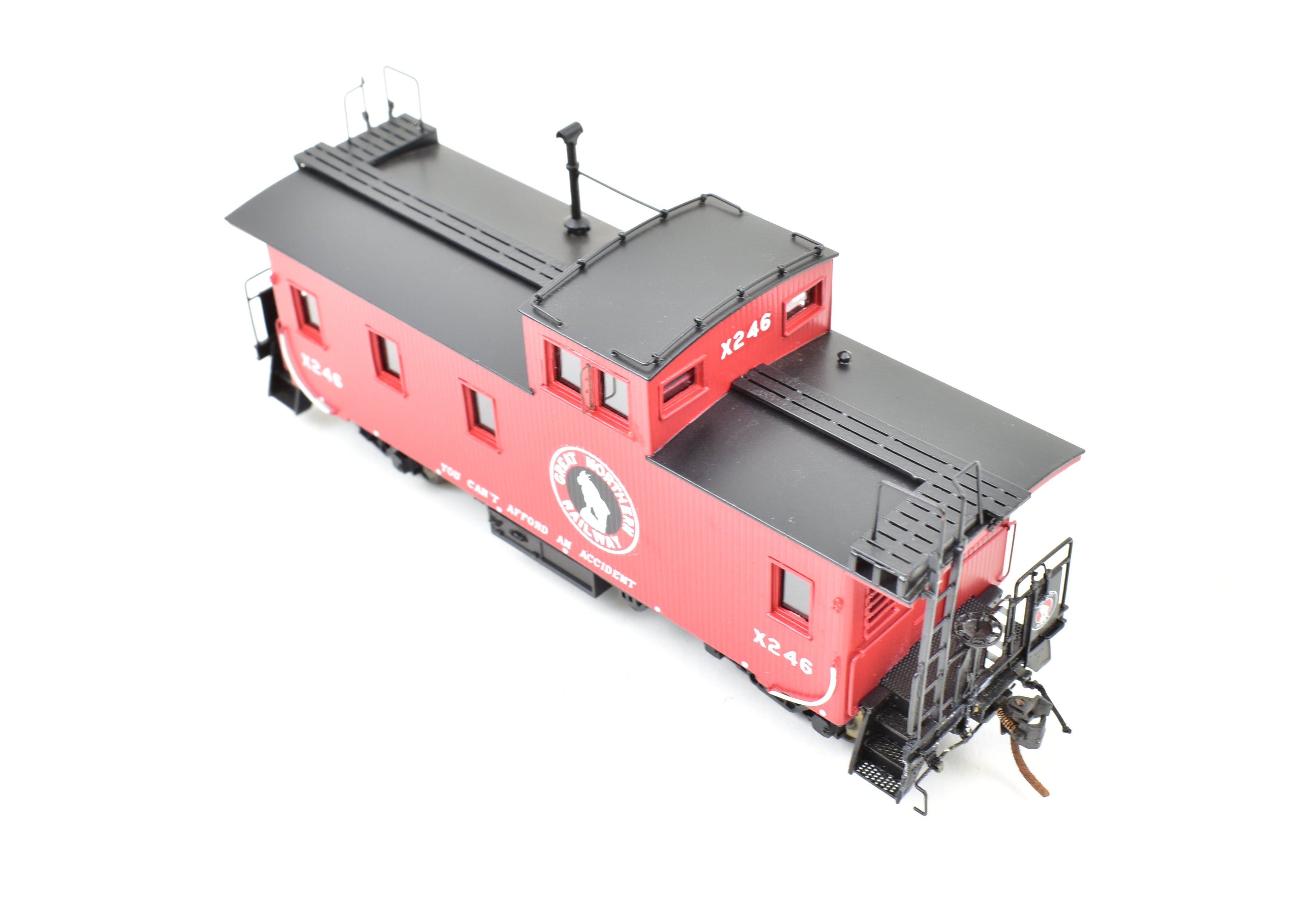 HO Scale Brass Model Train Caboose by Overland Models, Inc. (OMI) - Great Northern 30-Foot Wood Caboose, Factory Painted with Road Number X246