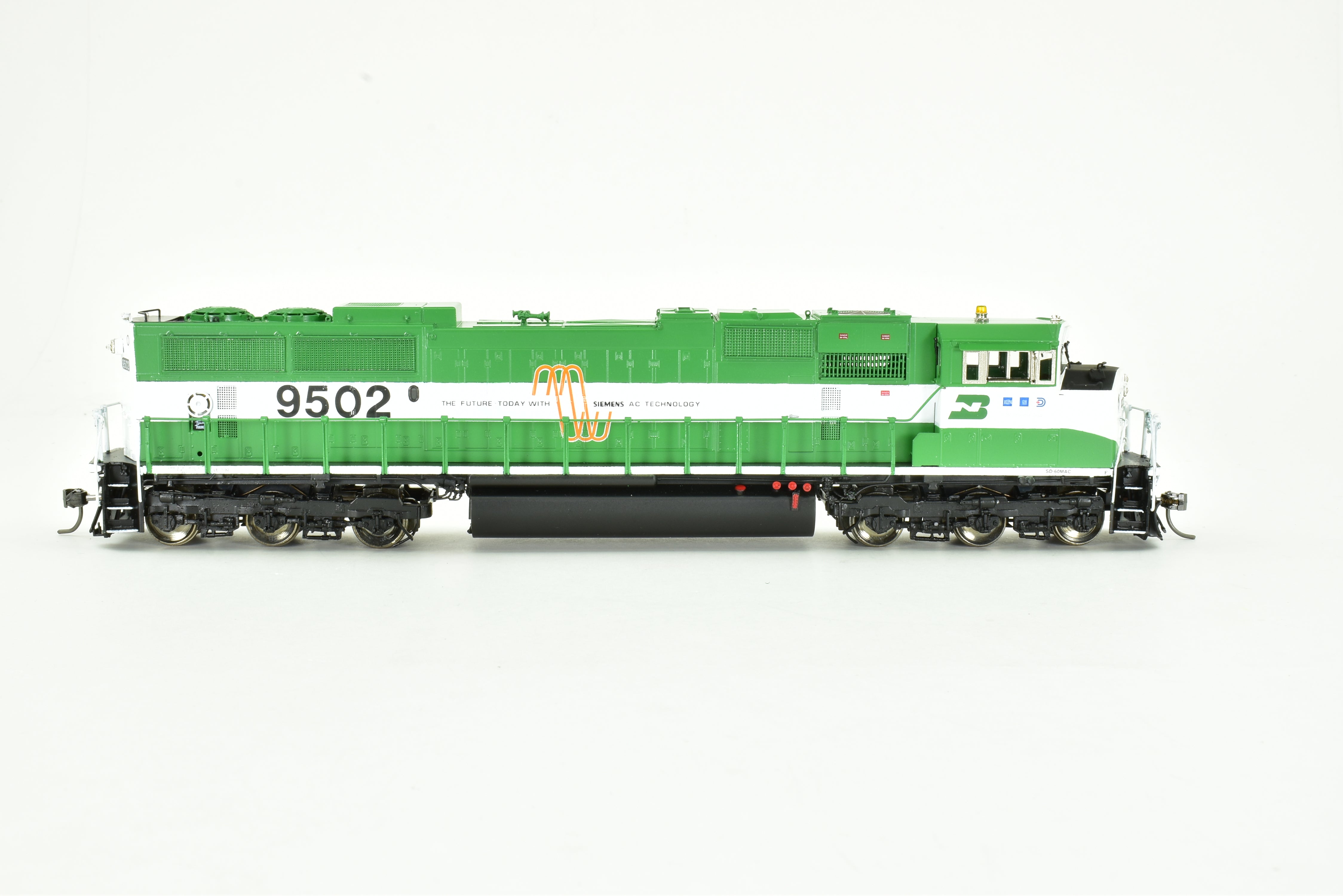 HO Scale Brass BN SD60MAC FP No. 9502 by Overland Models with HTCR Trucks