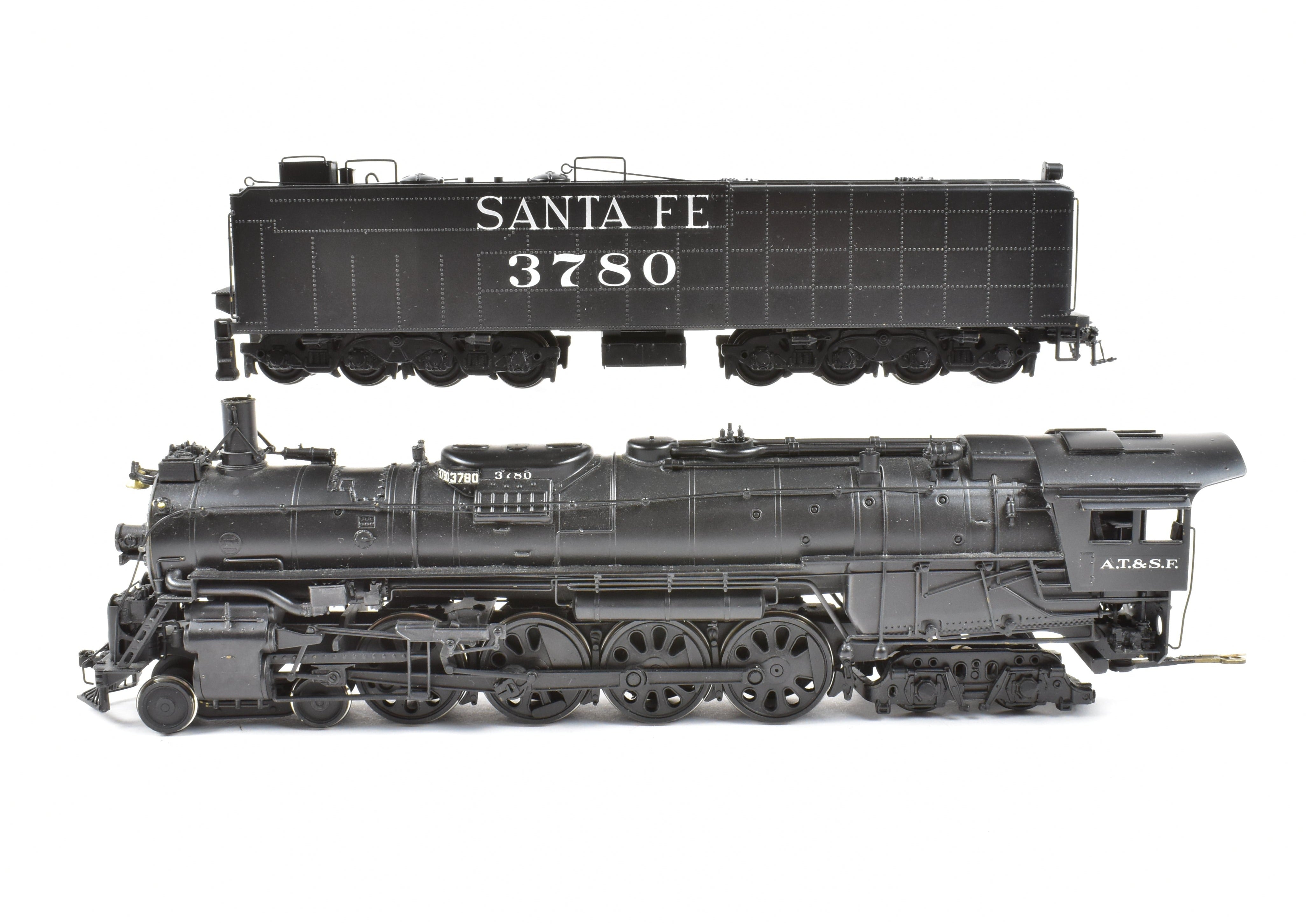 High - Quality HO Scale Brass Model Train CON PFM - United ATSF - Santa Fe 4 - 8 - 4 Northern with Tapered Rods, Custom - Painted Version