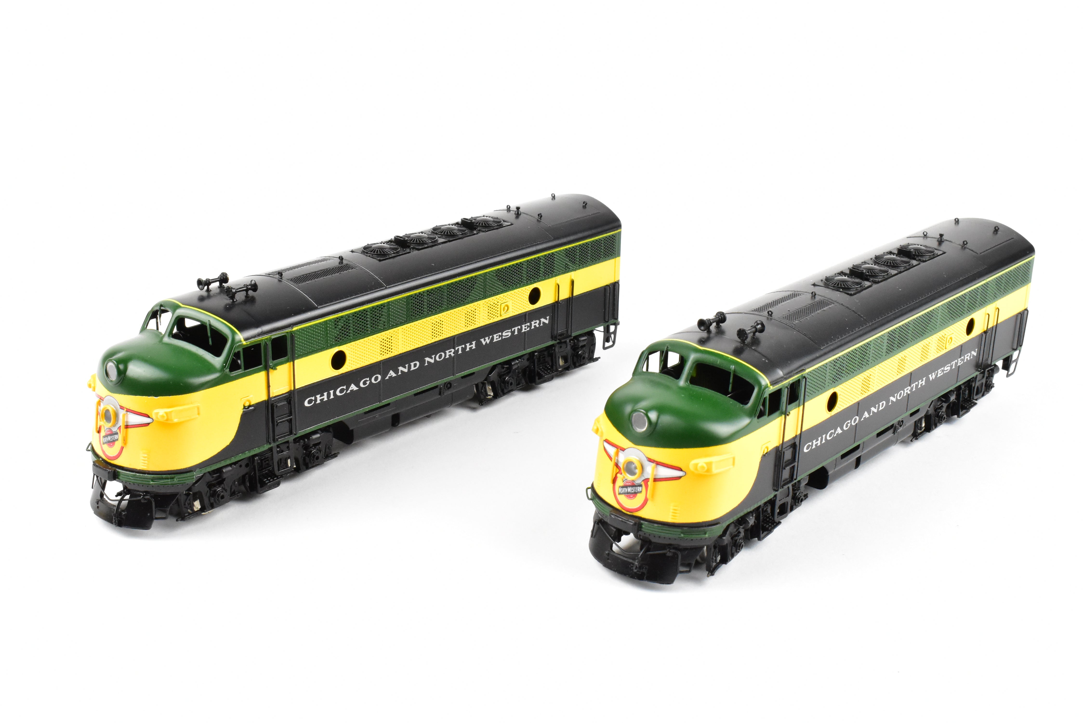 HO Scale Brass Model Train - Chicago and Northwestern EMD F3A/F3A PH II 1500 HP 2-Unit Set in C&NW's Freight Scheme (Oriental Limited)