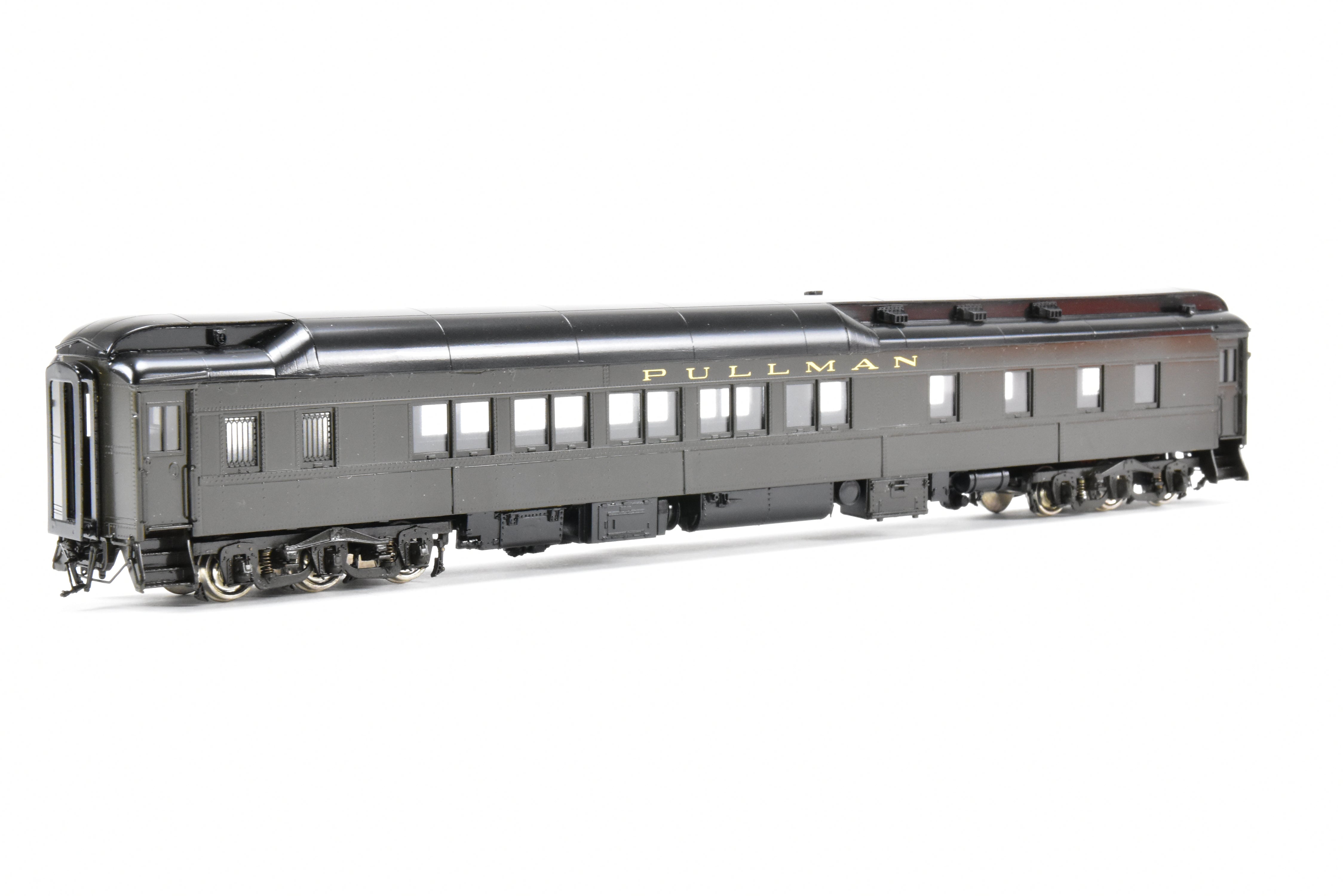 HO Scale Brass Precision Scale Co. Pullman 80-Foot Sleeper Model with 10-1-2 Plan 3585a, Featuring Mechanical Air Brine Equipment and Factory Lettering for Pullman