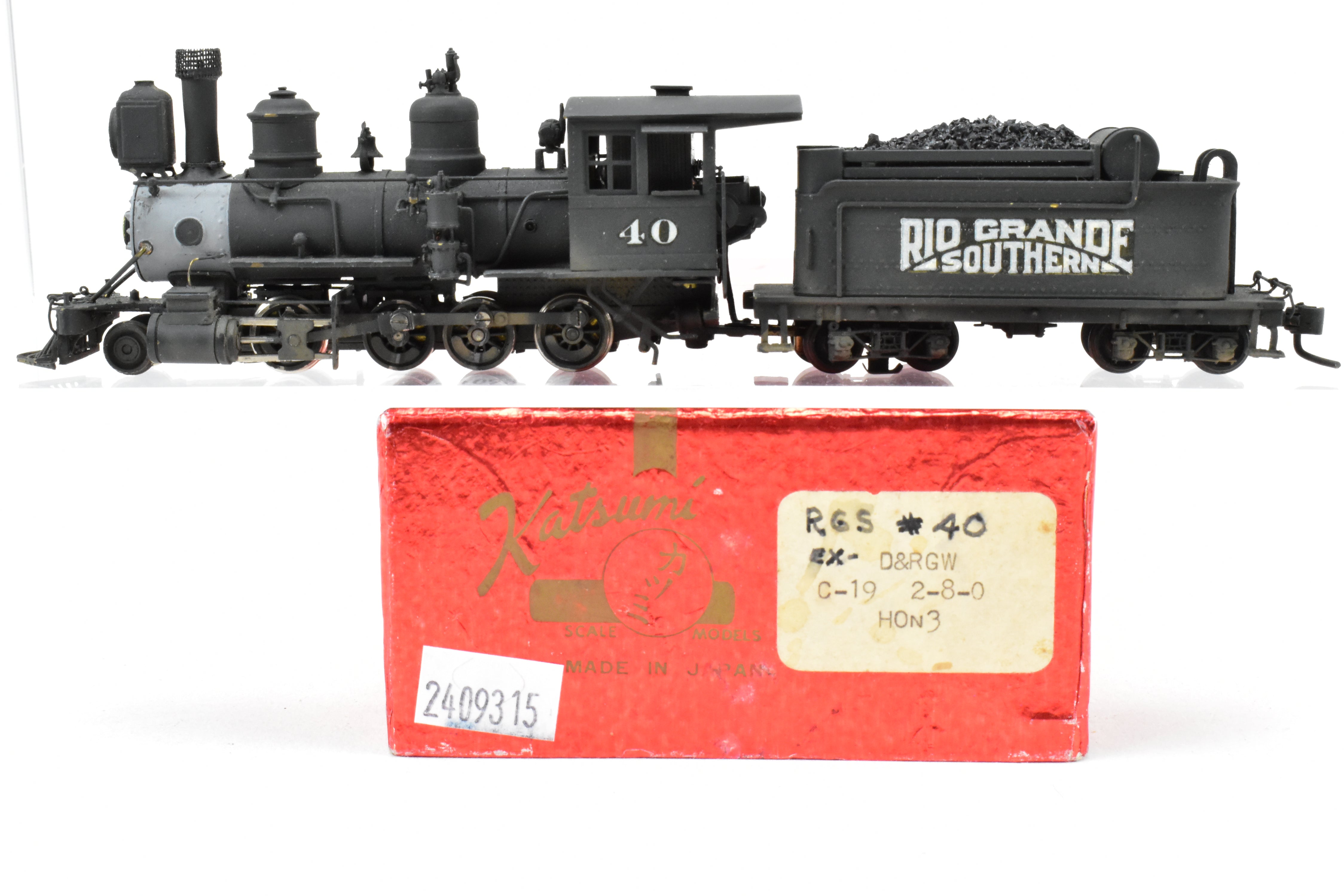 HOn3 Scale Brass Balboa Model Train - Rio Grande Southern C - 19 #40 2 - 8 - 0 Locomotive with Light Weathering and Added Details