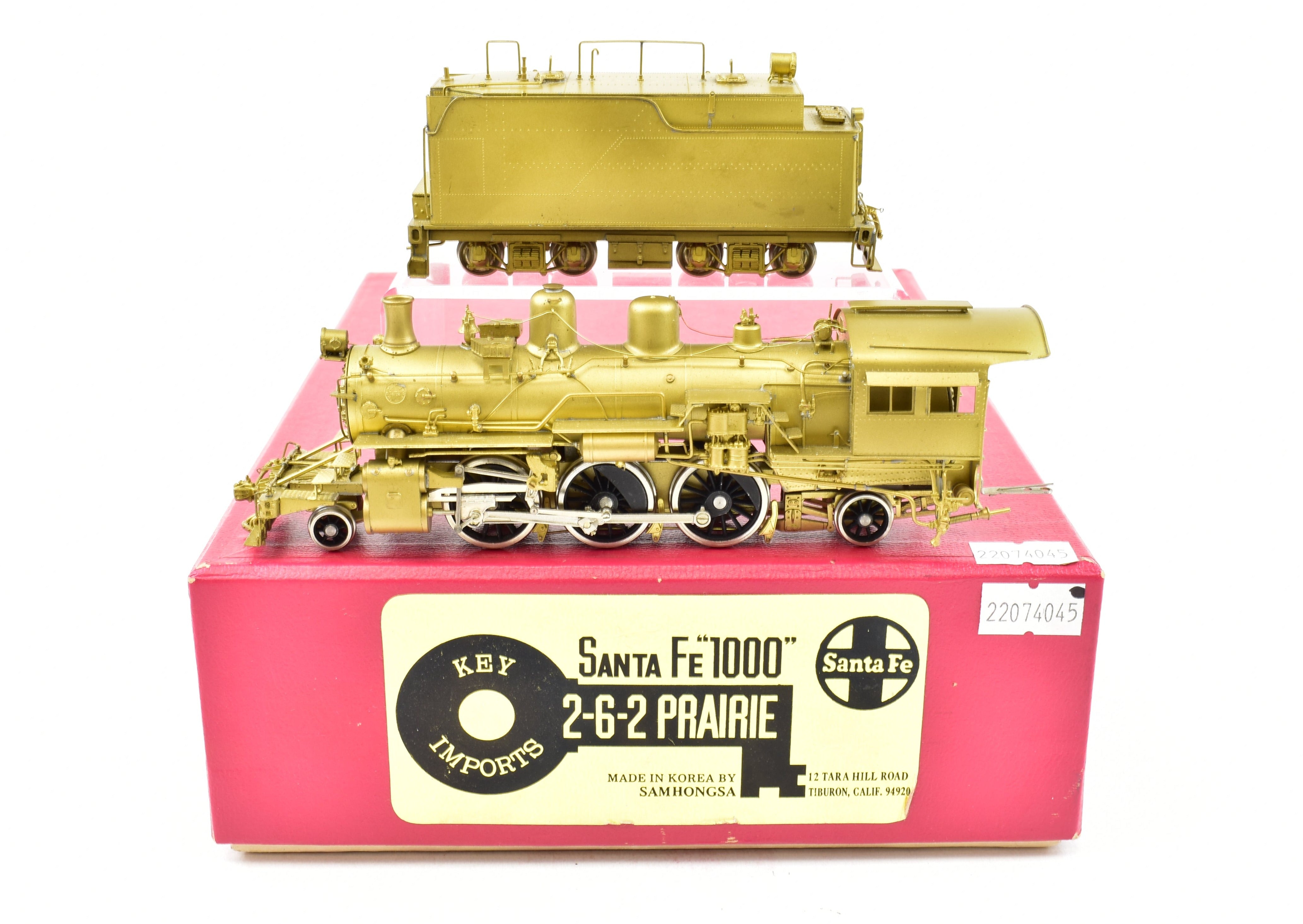 HO Brass Key Imports ATSF Santa Fe 1000 Class 2-6-2 Prairie Model with Spares