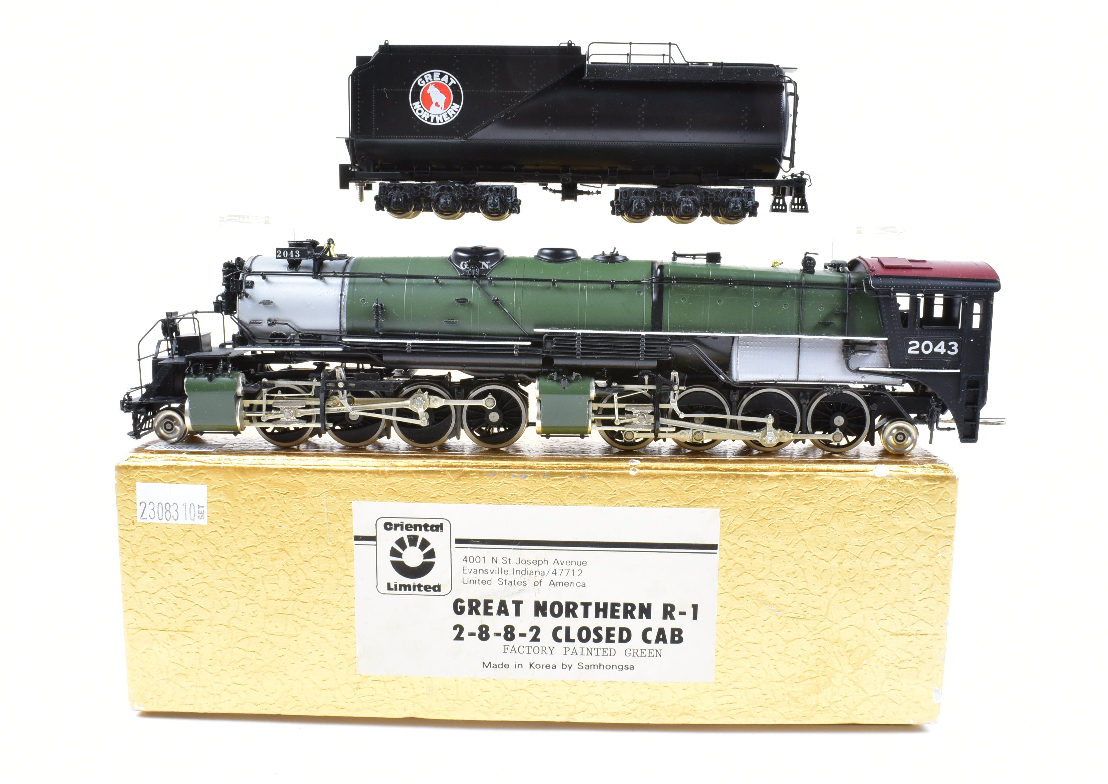 HO Scale Brass Model Train - Oriental Limited GN Great Northern R - 1 2 - 8 - 8 - 2 Closed Cab Version Freight Locomotive