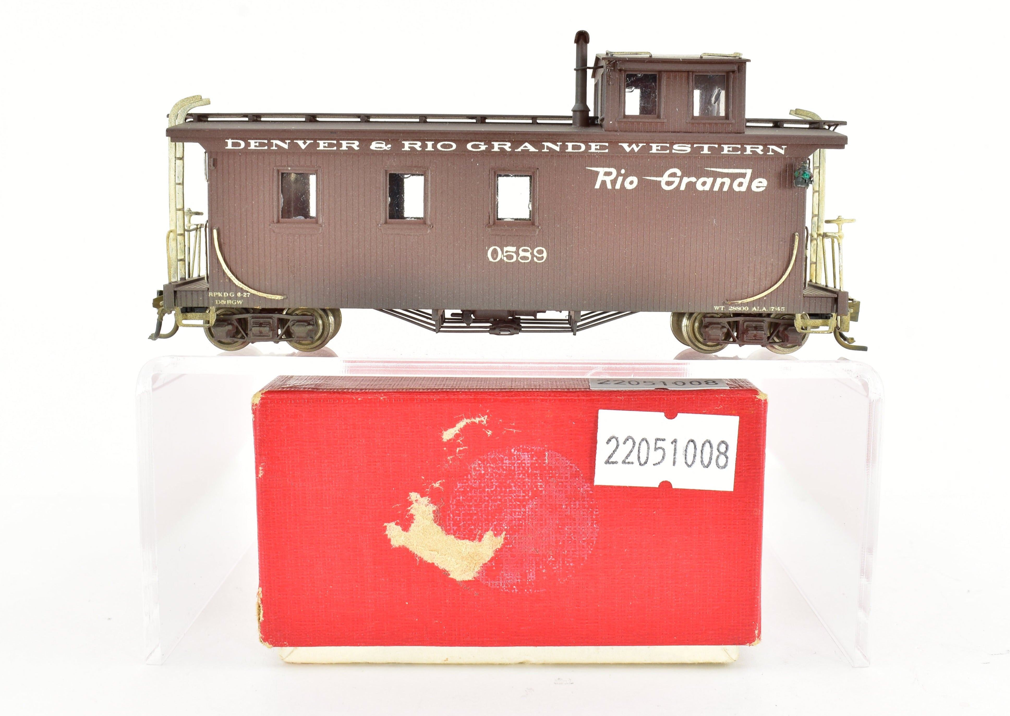 HOn3 Custom - Painted Brass Westside Model Co. D&RGW Long Caboose 0589