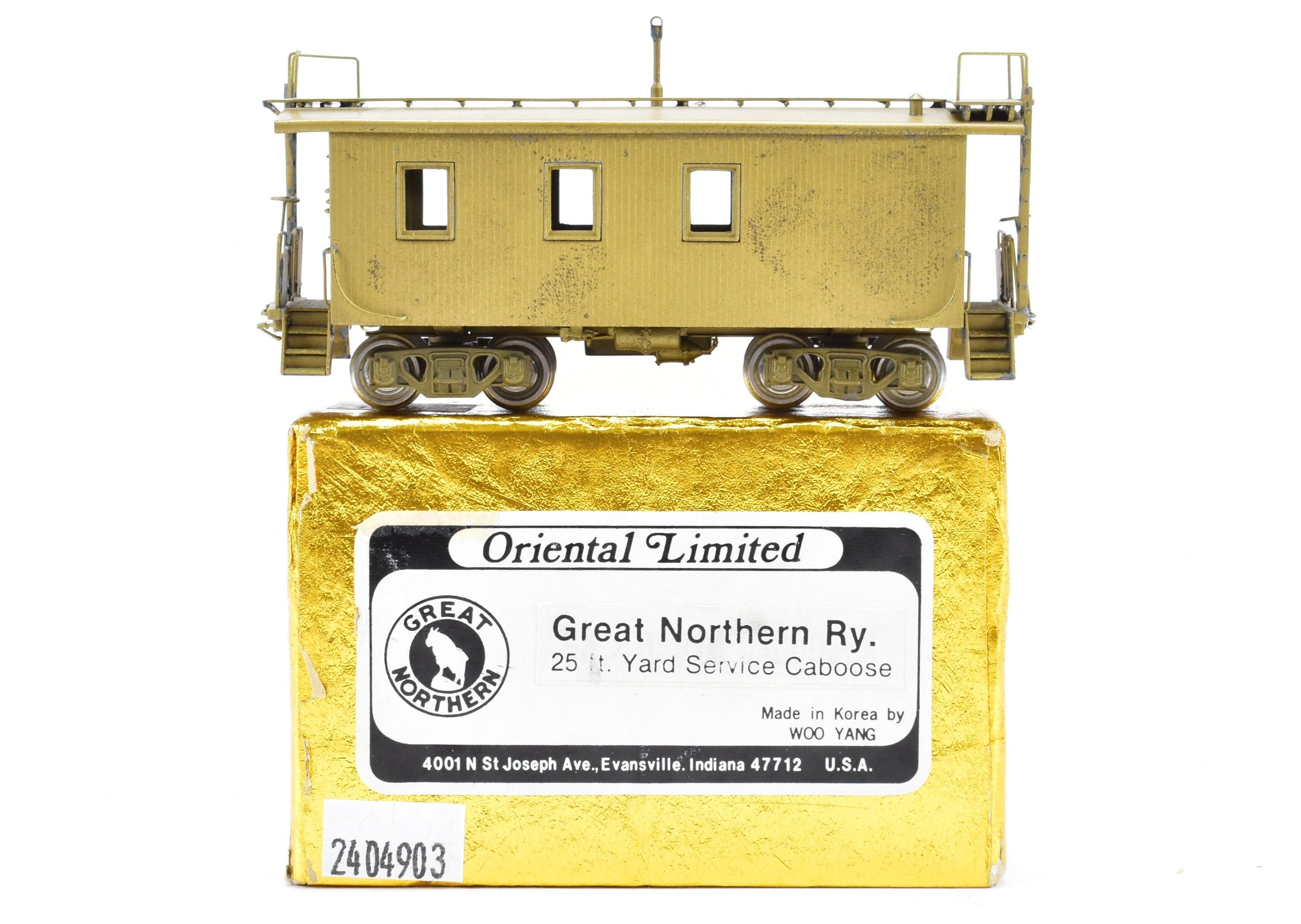 HO Scale Brass Model of Oriental Limited Great Northern 25 - Foot Yard Service Caboose