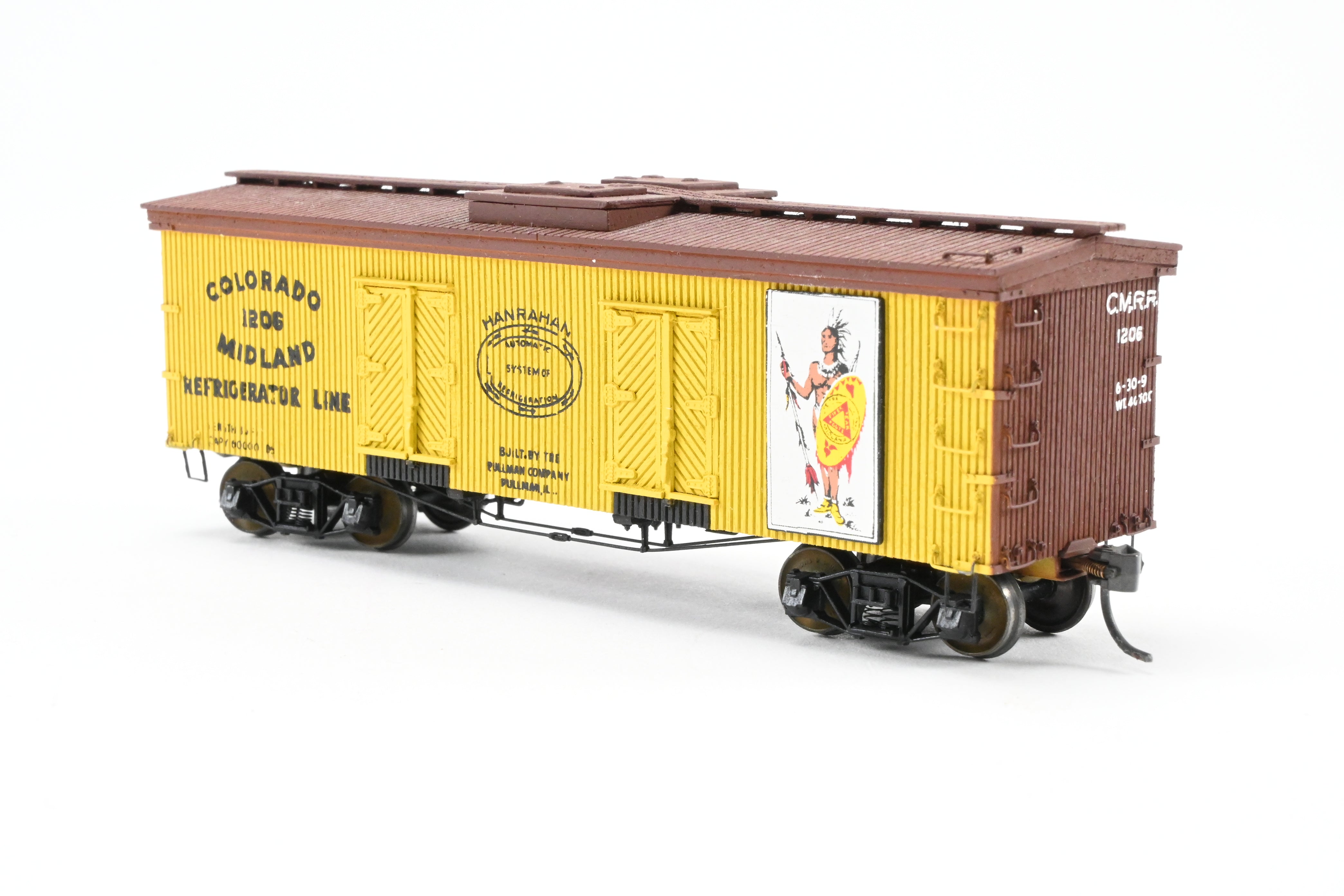 HO Scale La Belle Woodworking Colorado Midland 36-Foot Wood-Sided Refrigerator Car Model - Fully Assembled and Professionally Painted