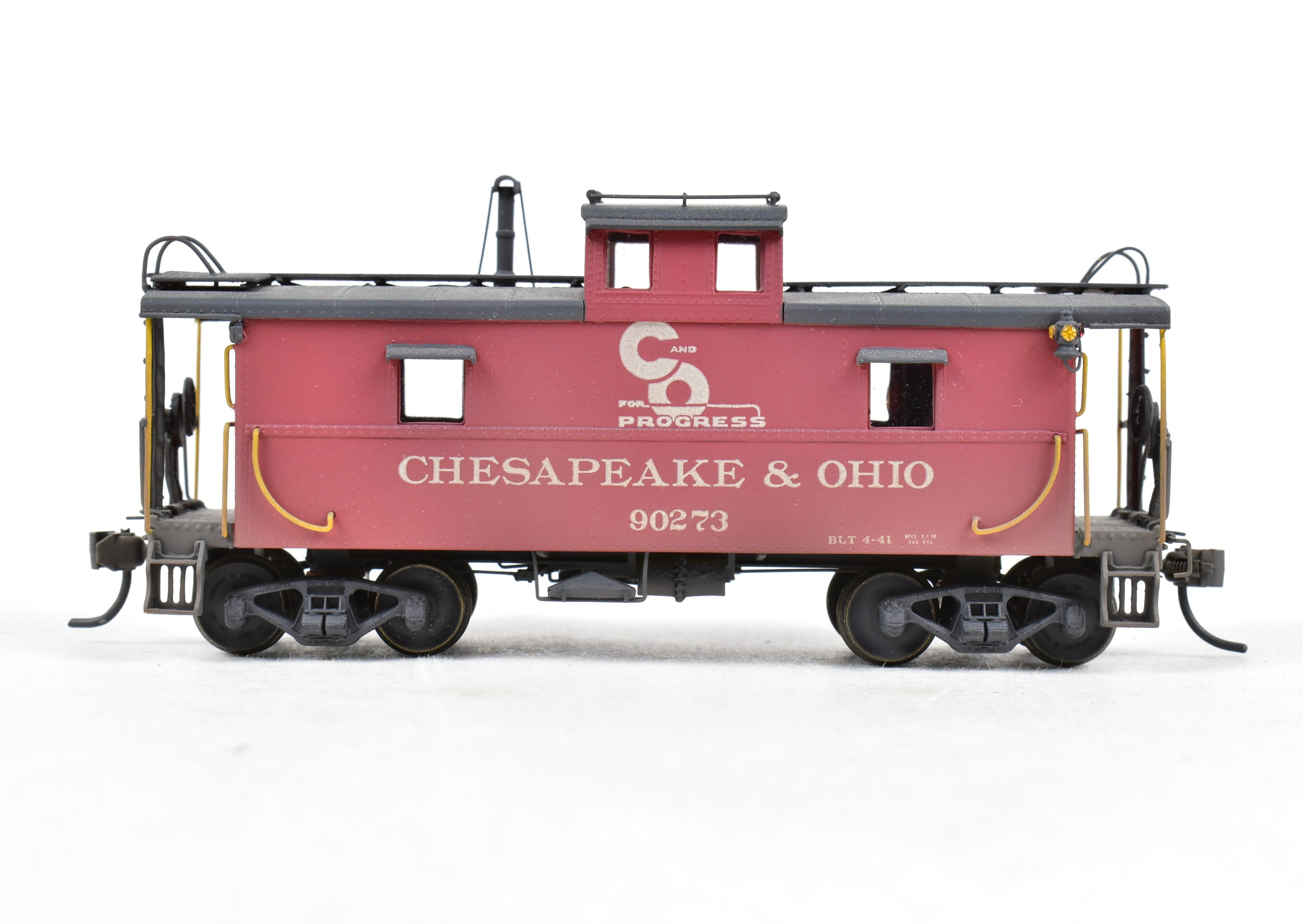 HO Scale Brass OMI - Overland Models, Inc. Chesapeake & Ohio (C&O) Steel Caboose from #90200 - 90299 Series, Custom - Painted and Weathered No. 90273 Model Train Collectible