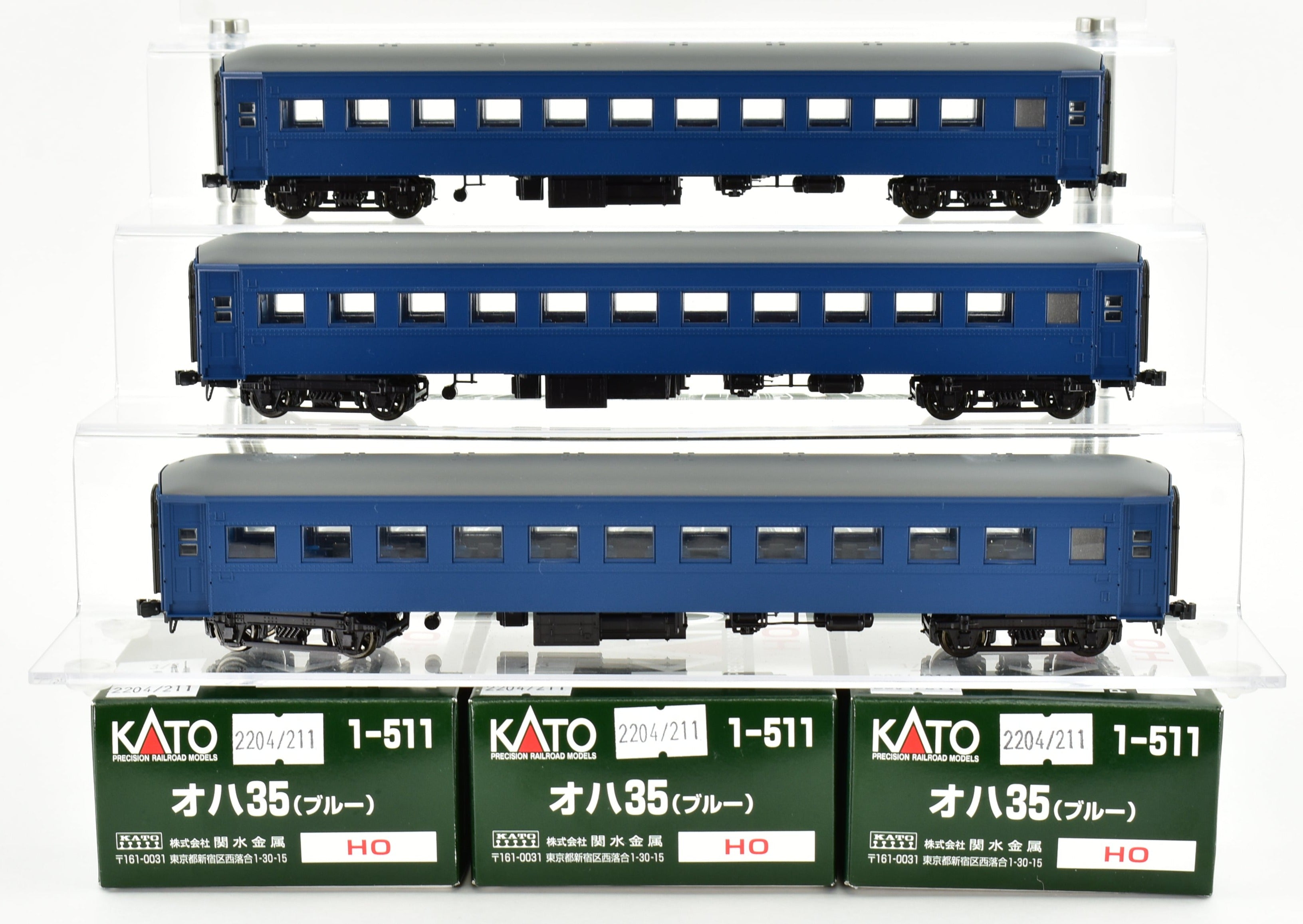 Kato J Scale Japanese National Railways OHA-35 Set of 3 Blue FP Passenger Cars