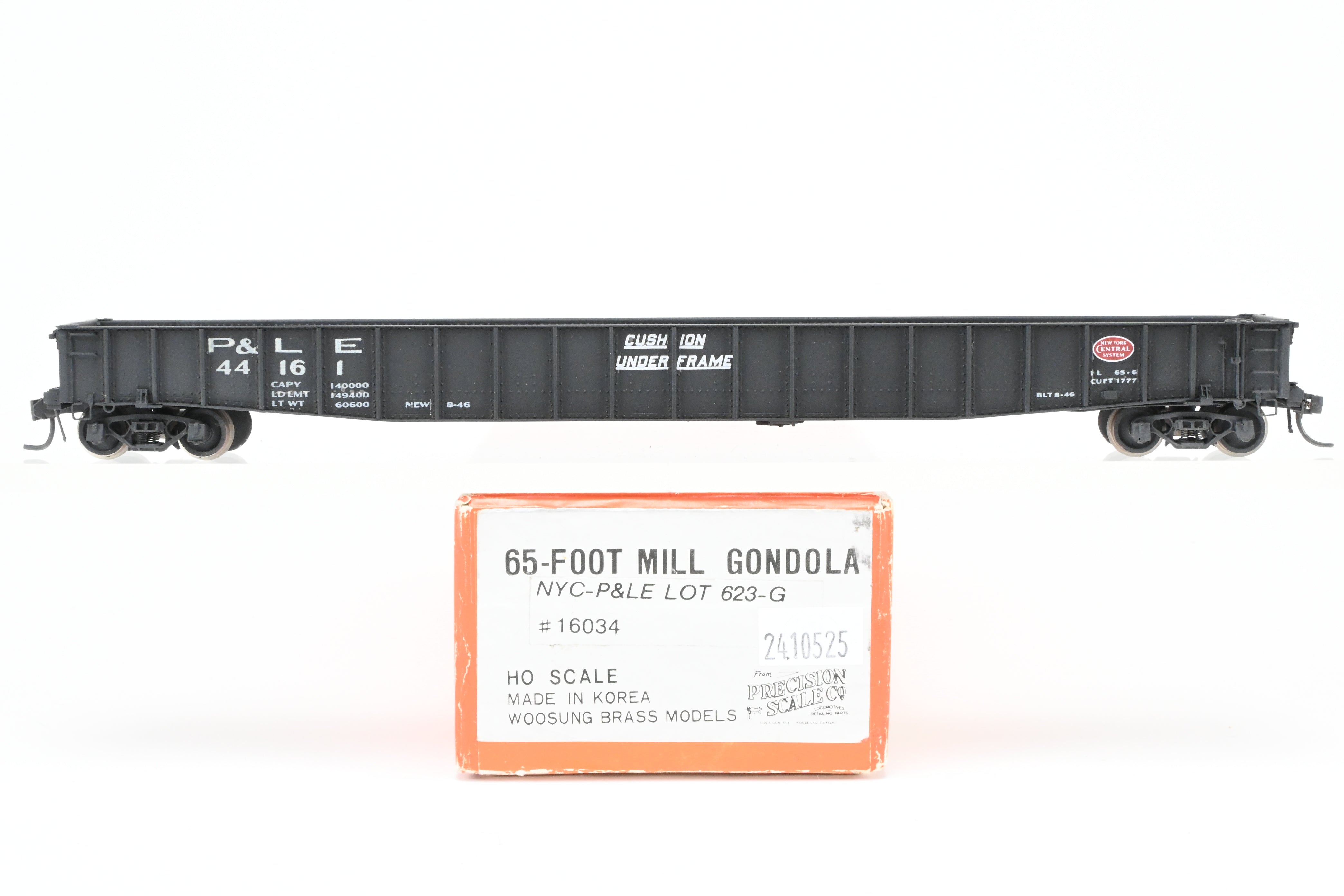 HO Brass Precision Scale Co. P&LE 65-Foot Mill Gondola Model for Steel Trains