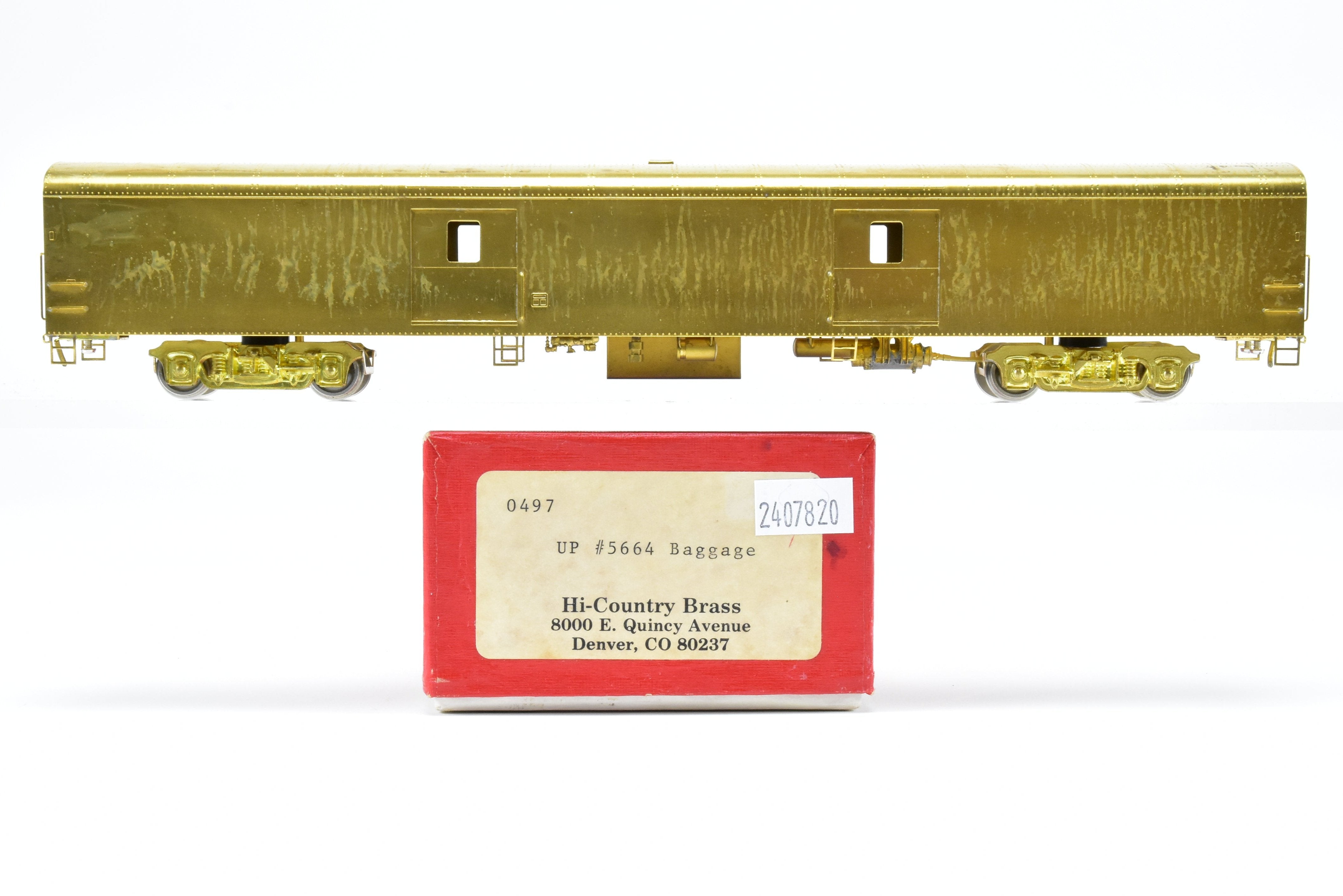 Hi - Country Brass Union Pacific ACF #5664 Baggage Car, Moderate Tarnish