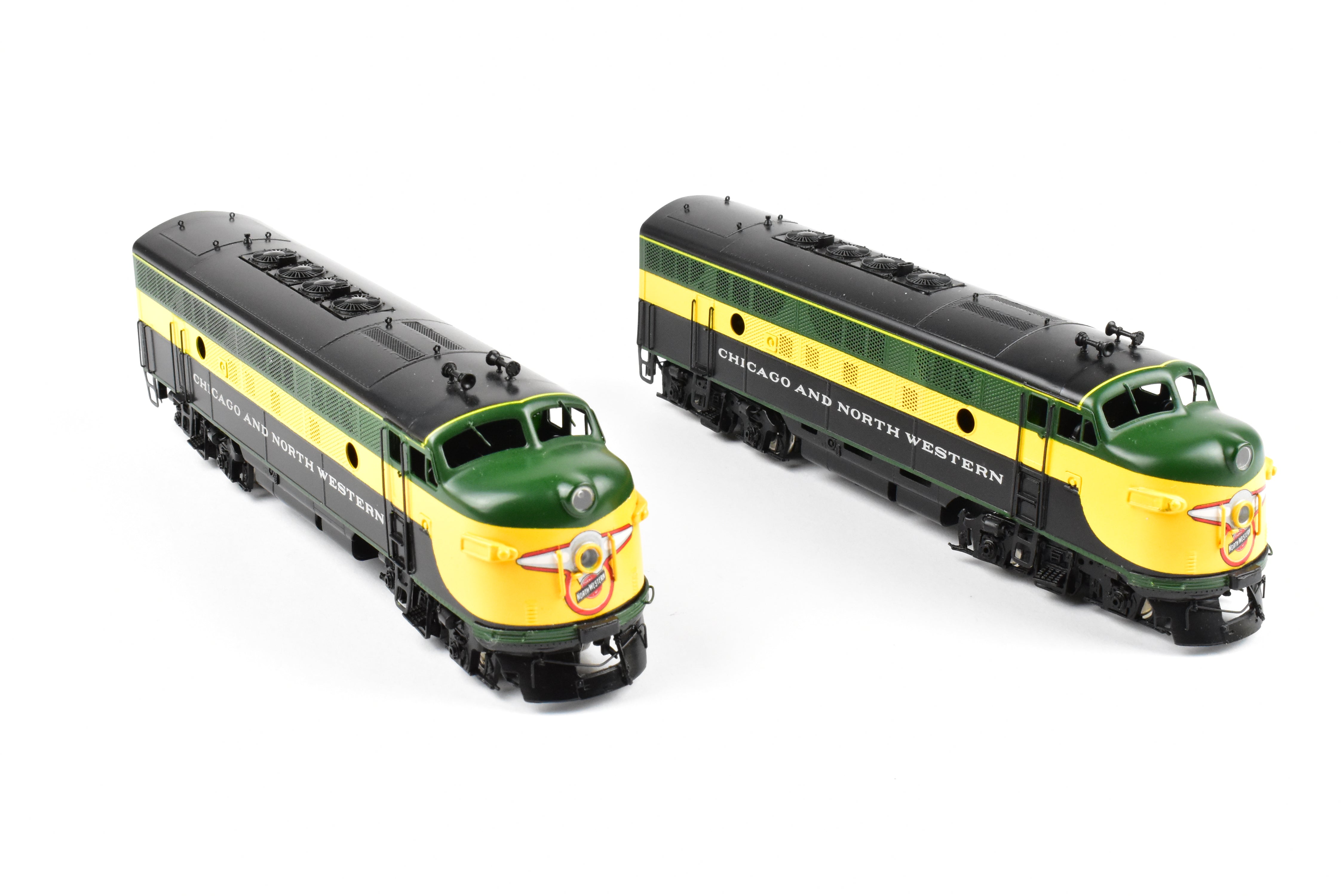 HO Scale Brass Model Train - Chicago and Northwestern EMD F3A/F3A PH II 1500 HP 2-Unit Set in C&NW's Freight Scheme (Oriental Limited)