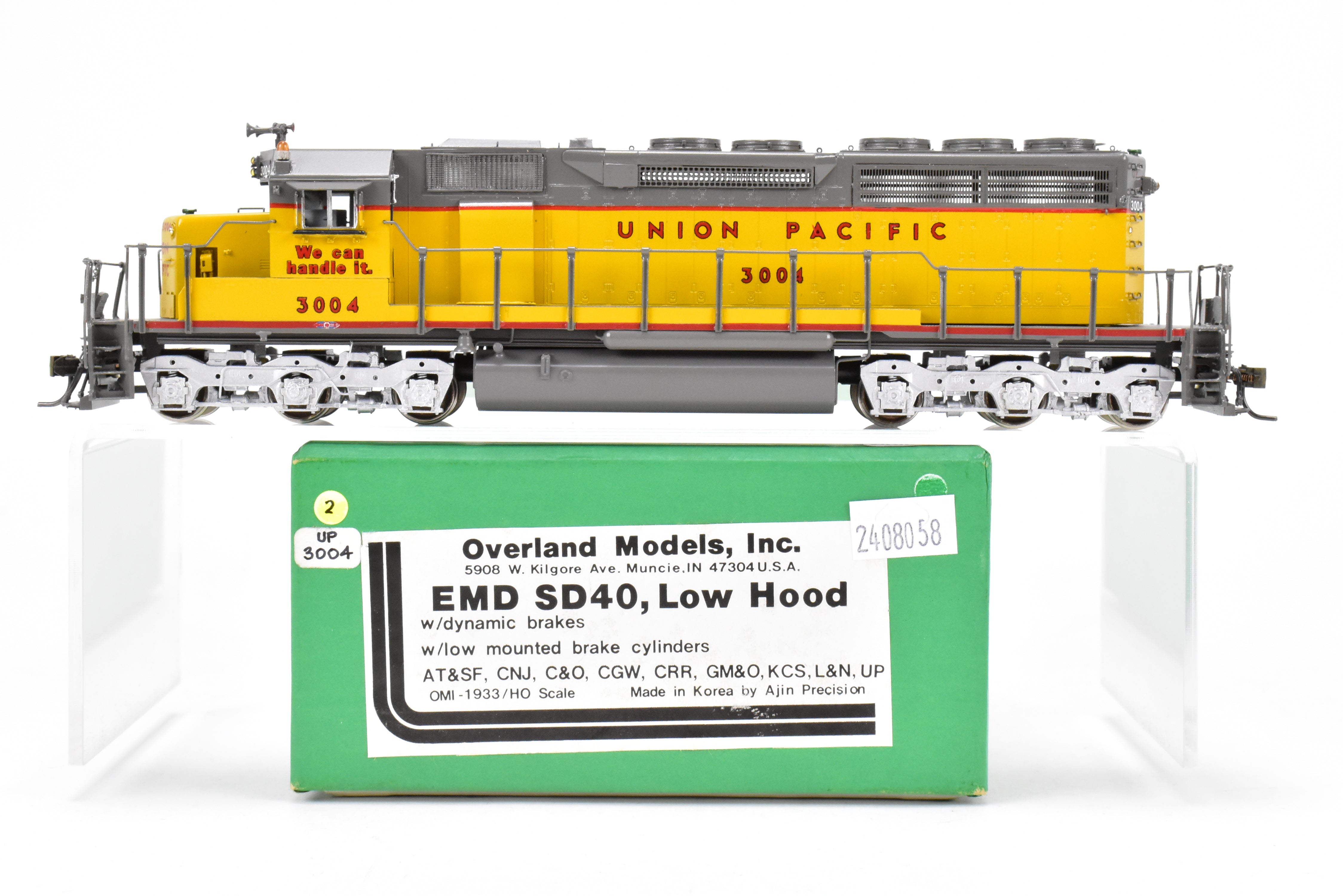 HO Scale Brass Union Pacific EMD SD40 Low Hood Custom Painted #3004 by Overland Models