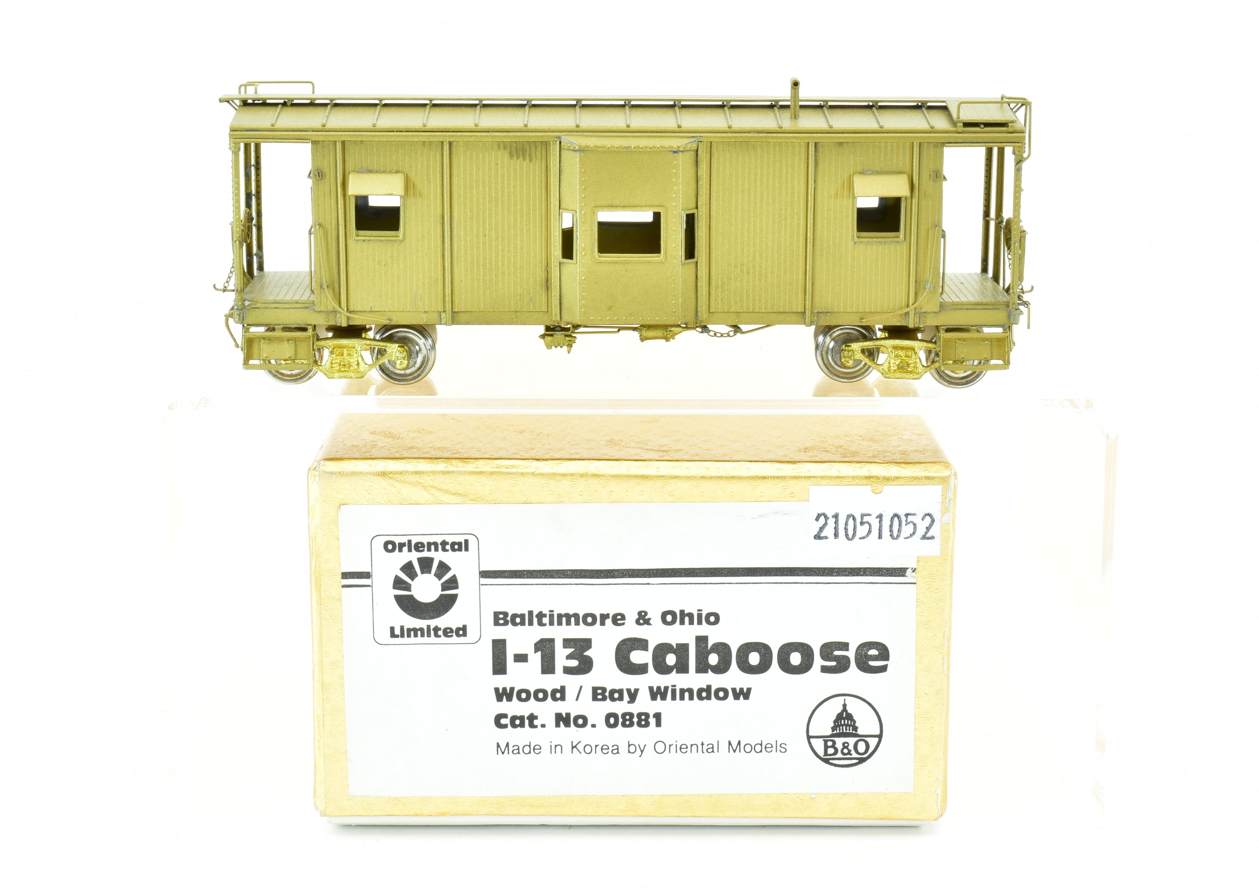 HO Scale Brass Oriental Limited Baltimore & Ohio I-13 Wood Bay Window Caboose Model Train Collectible