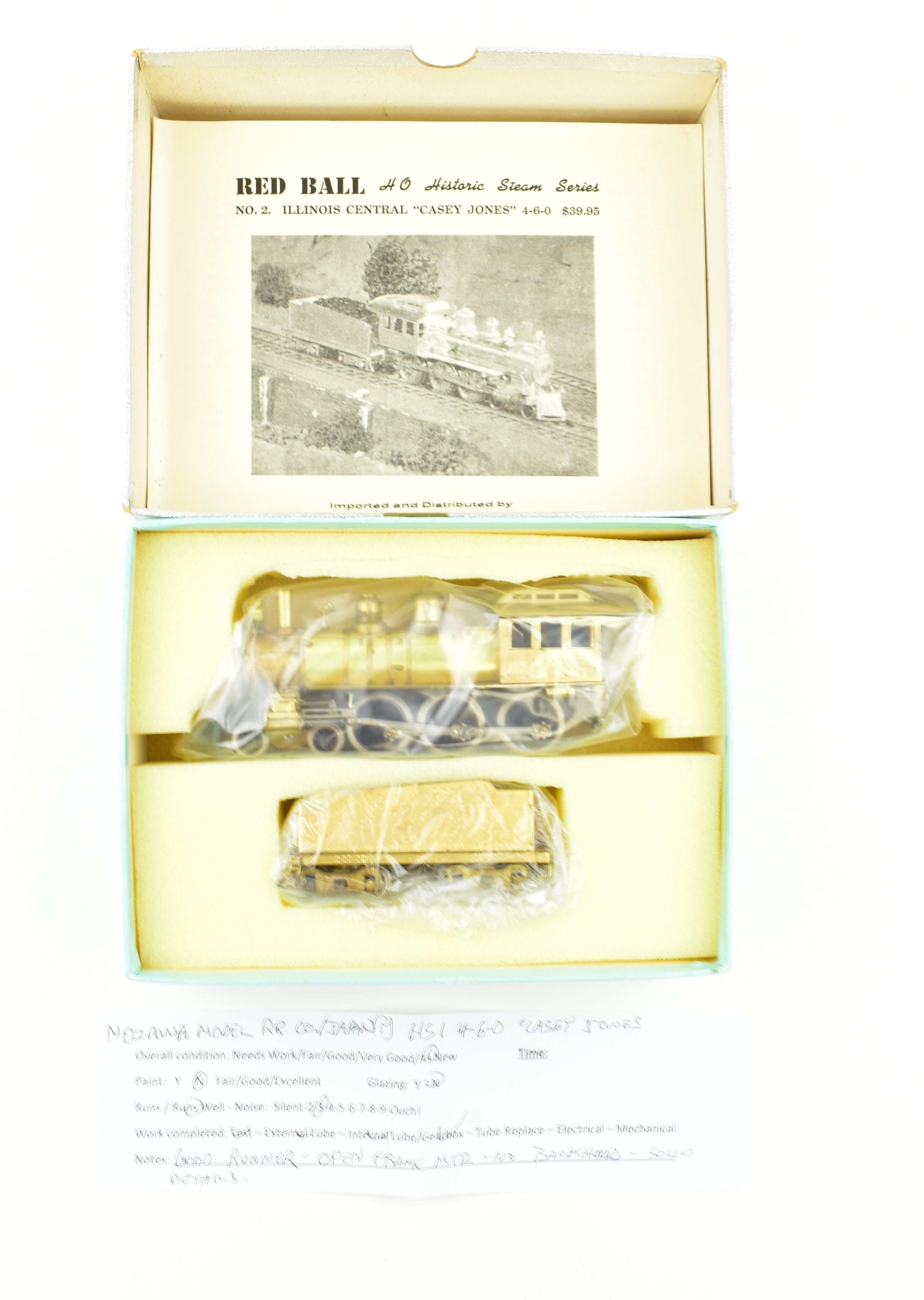 HO Scale Brass Red Ball Howell Day IC Illinois Central HS-1 #2 Casey Jones 4-6-0 Ten Wheeler Model