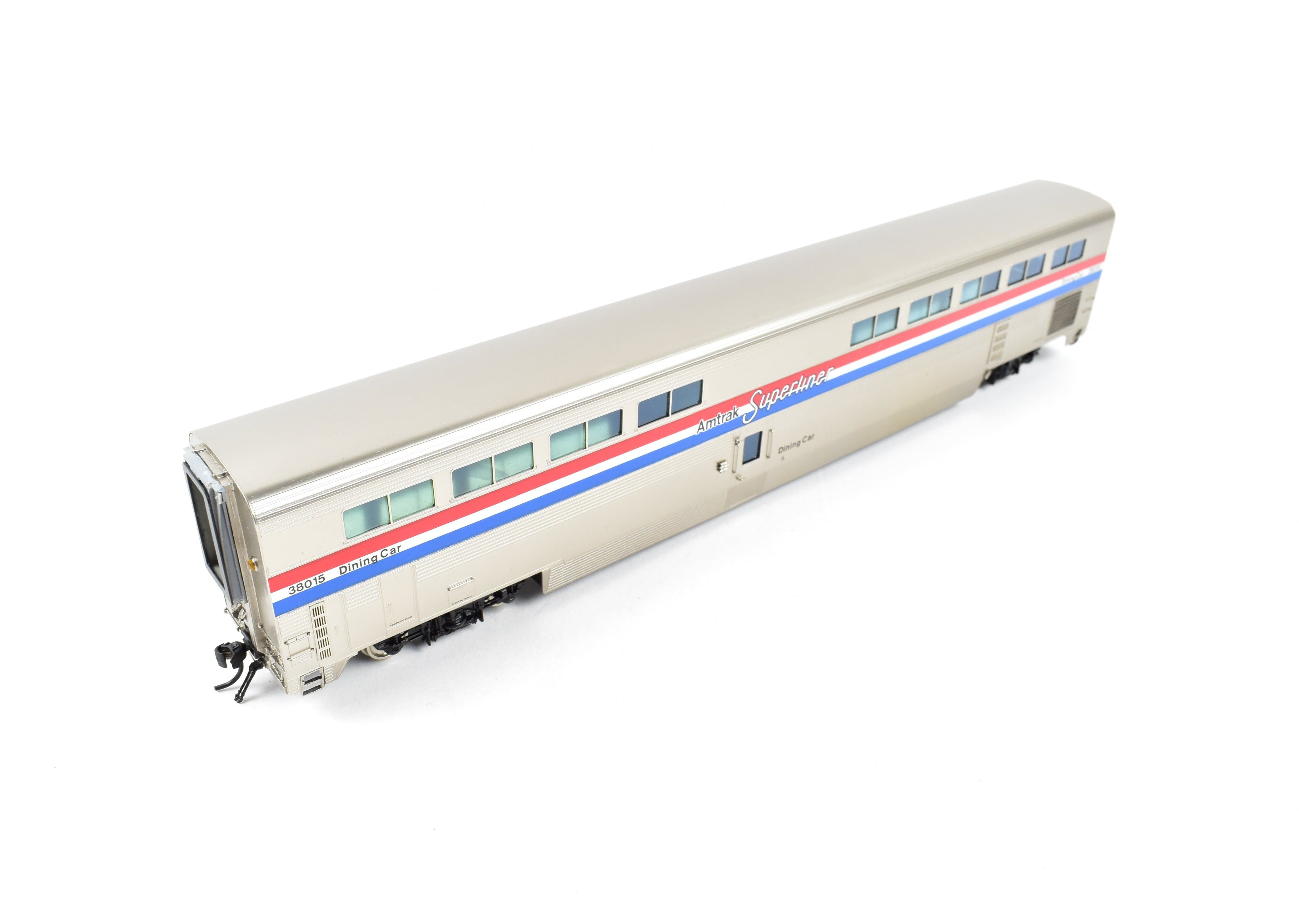 HO Scale Brass Amtrak Superliner Dining Car Model by Overland Models, Inc. - Custom Lettered No. 38015 for Western Long - Distance Trains