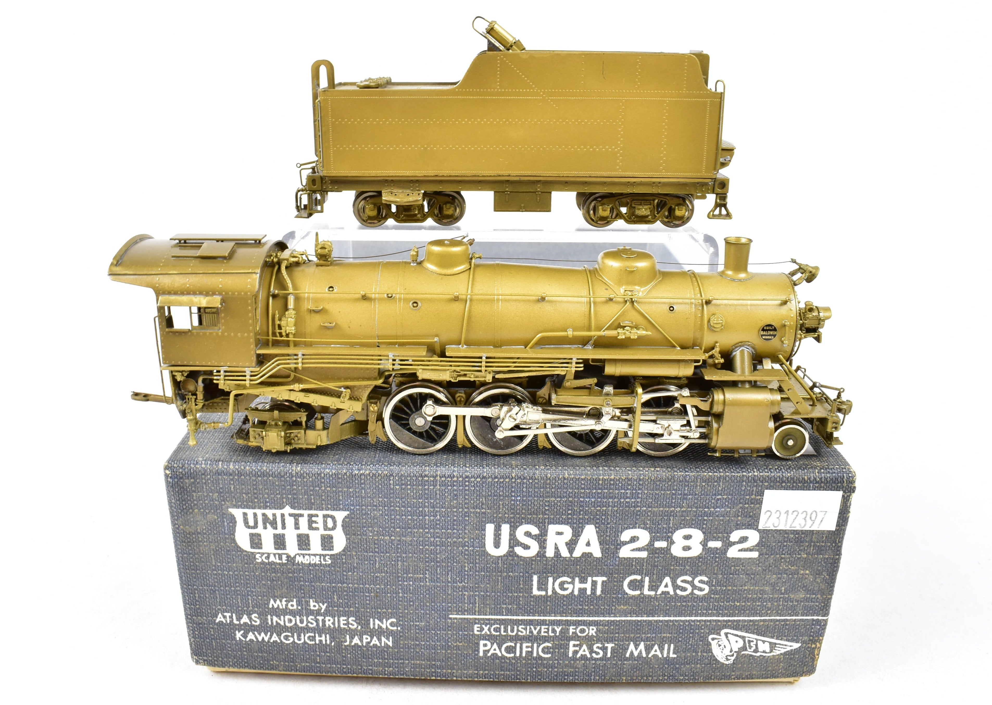 High - Quality HO Scale Brass Pacific Fast Mail (PFM) Model of United States Railway Administration (USRA) 2 - 8 - 2 Light Class Mikado Locomotive from 1977 Hi - Grade Run