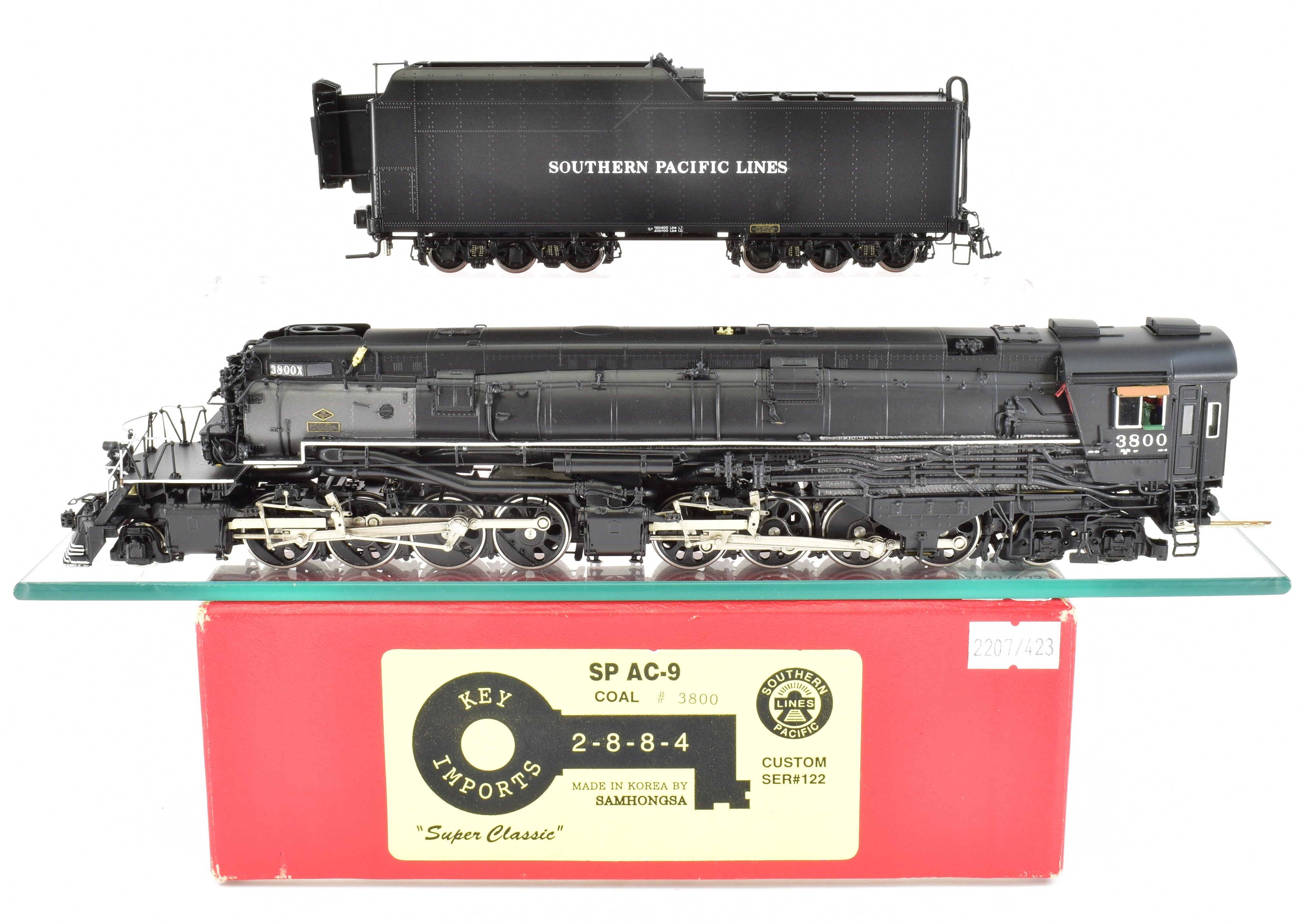 HO Scale Brass Model Train CON Key Imports SP - Southern Pacific Class AC - 9 2 - 8 - 8 - 4 Coal - Fired Passenger Locomotive #3800