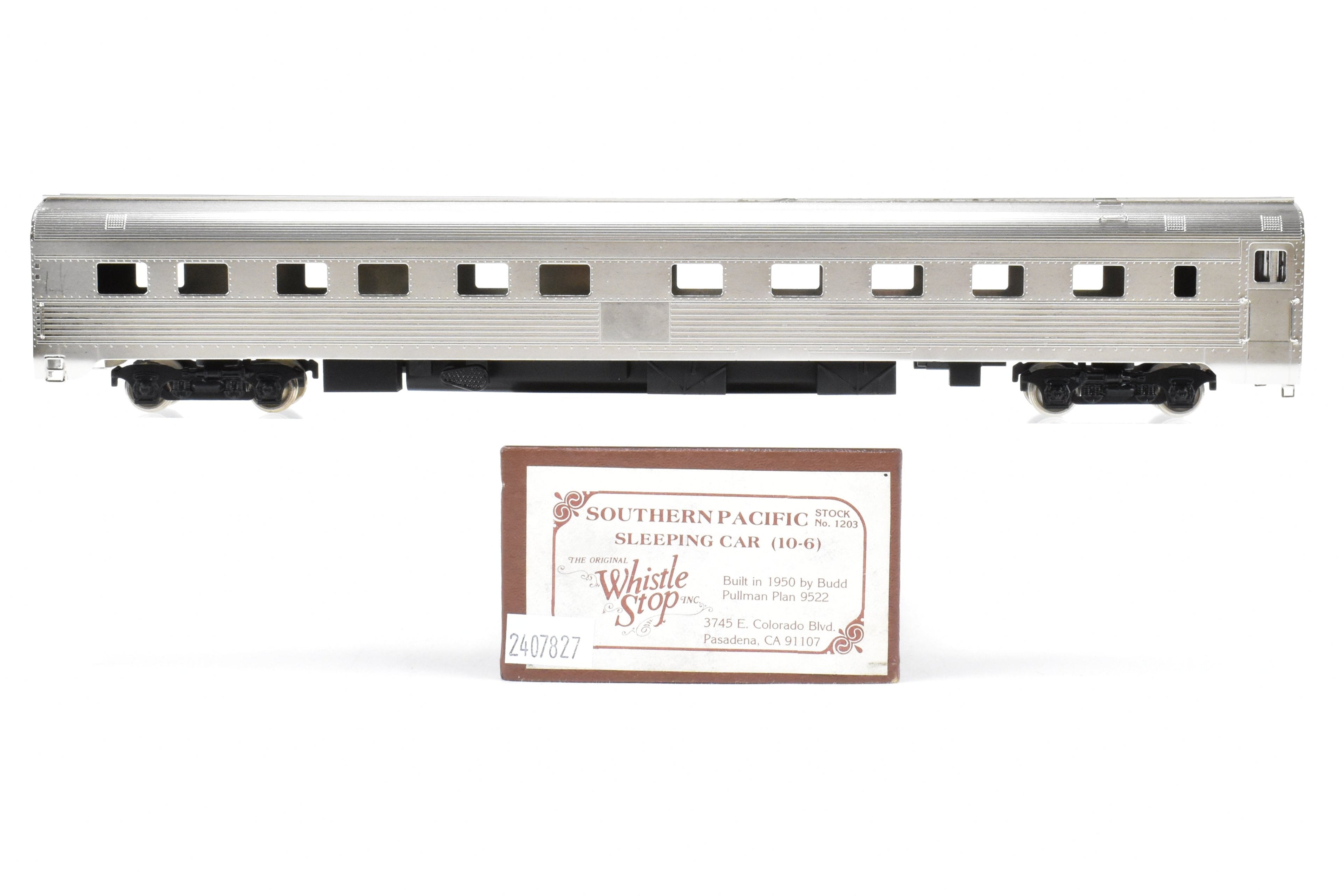 HO Scale Brass The Original Whistle Stop Model Train - Southern Pacific Budd 10 - 6 Sleeper with Factory Nickel Plating