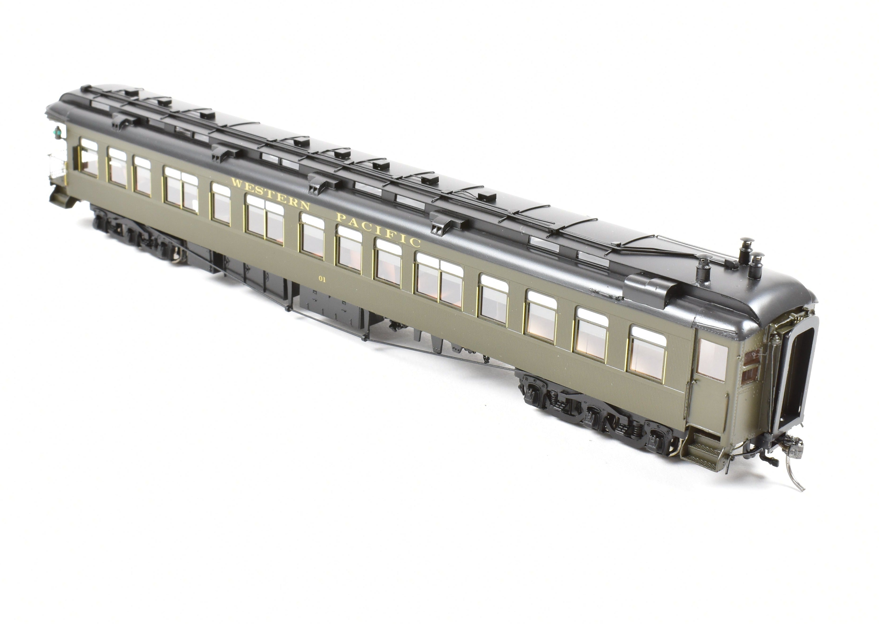 High - Quality HO Scale New Brass Model of North Bank Line Western Pacific Business Car #01 in Pullman Green