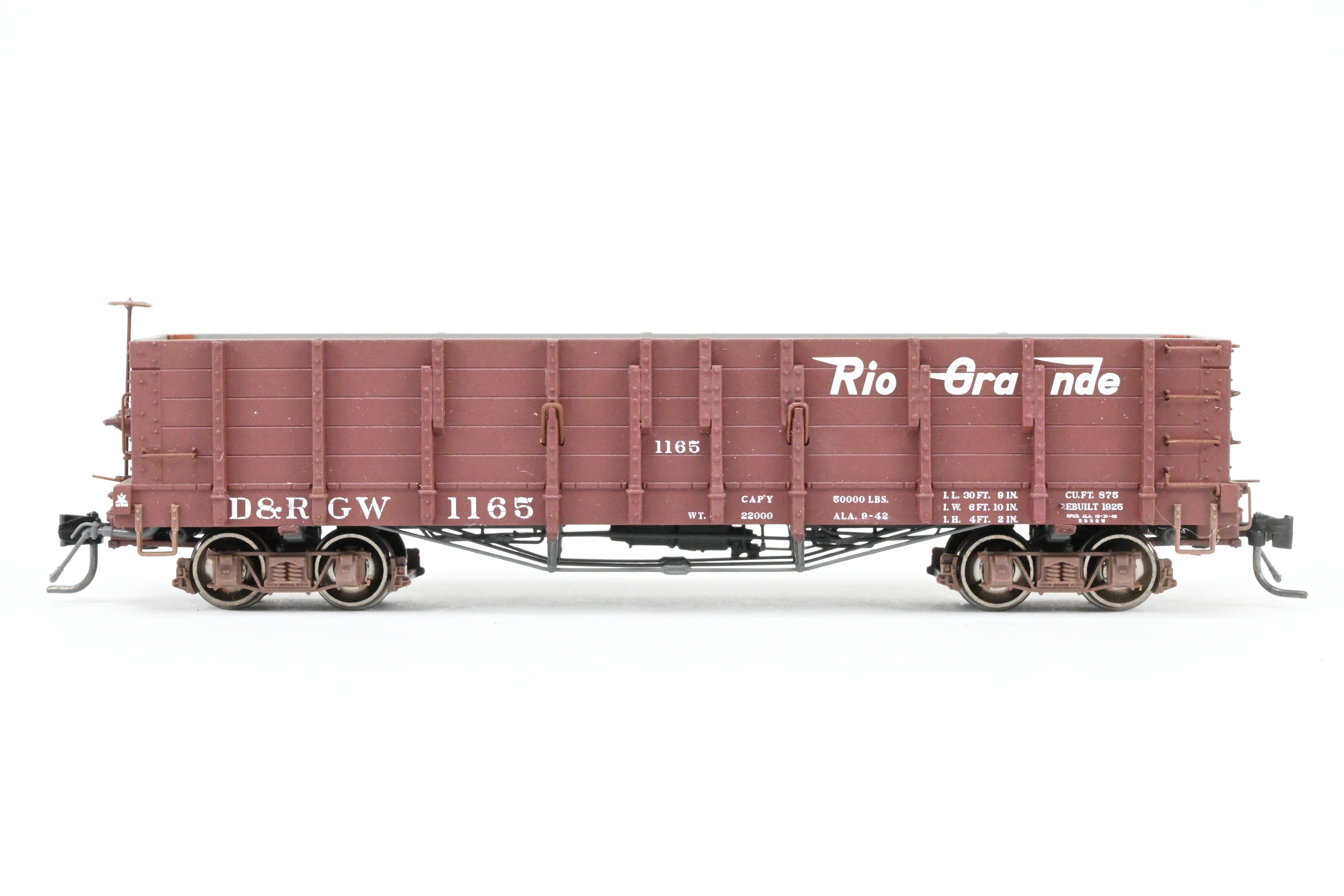 HOn3 Blackstone Models D&RGW High Side Gondola No. 1165 with Flying Grande Herald
