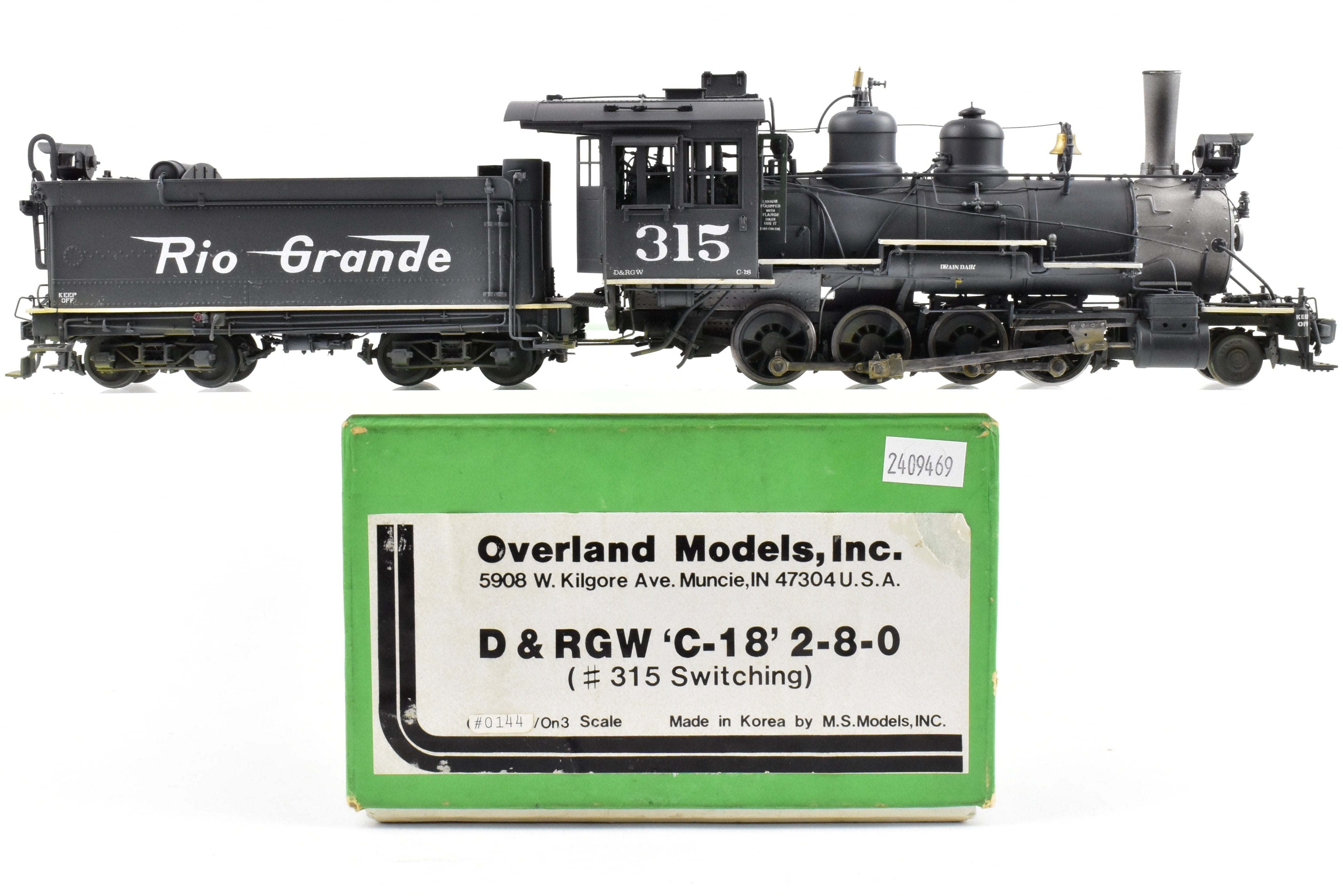 Brass OMI - Overland Models D&RGW C-18 2-8-0 #315 Weathered 1940s Switching Locomotive