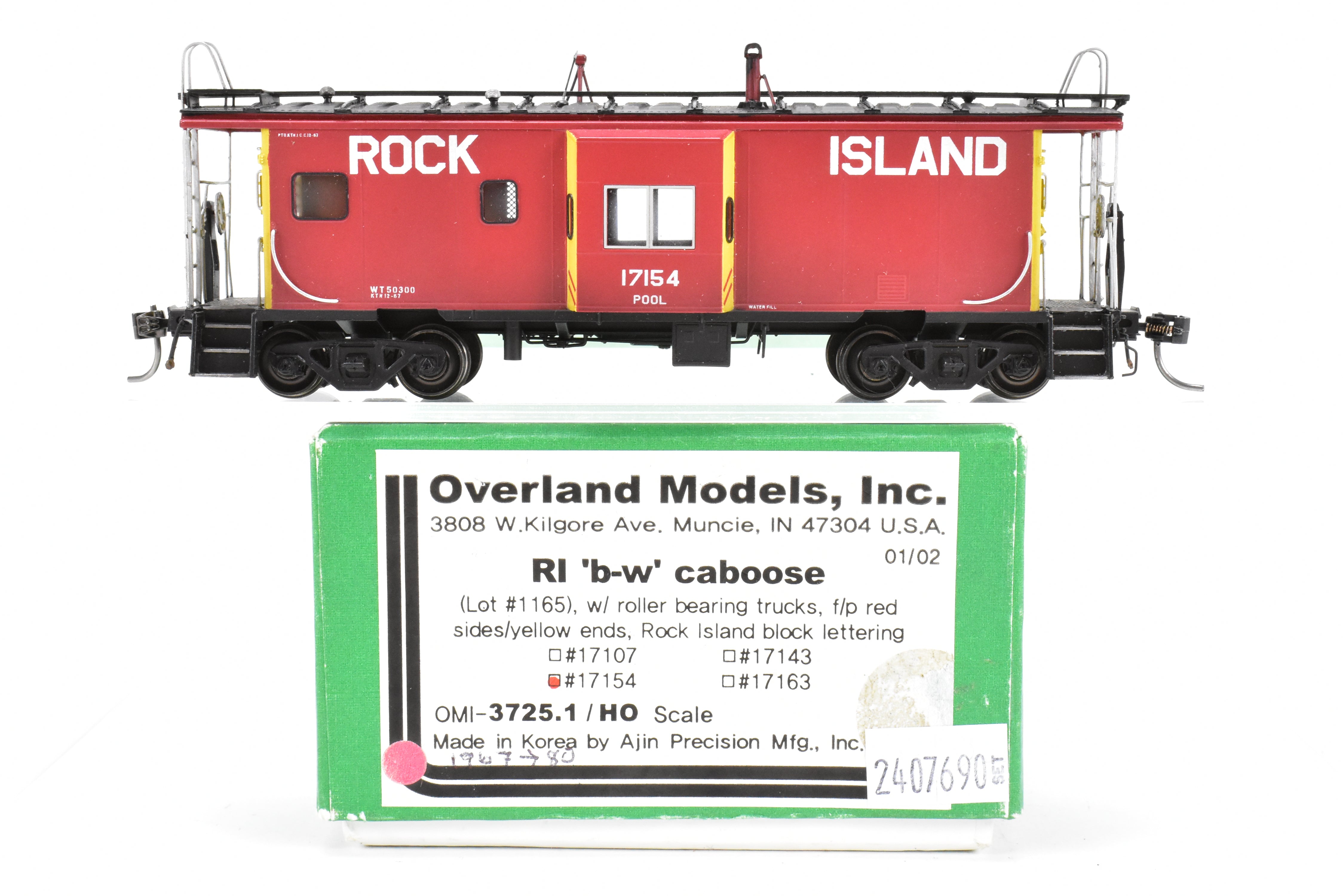 HO Scale Brass Model - Overland Models, Inc. (OMI) Custom Weathered Rock Island Bay - Window Caboose for Pool Service