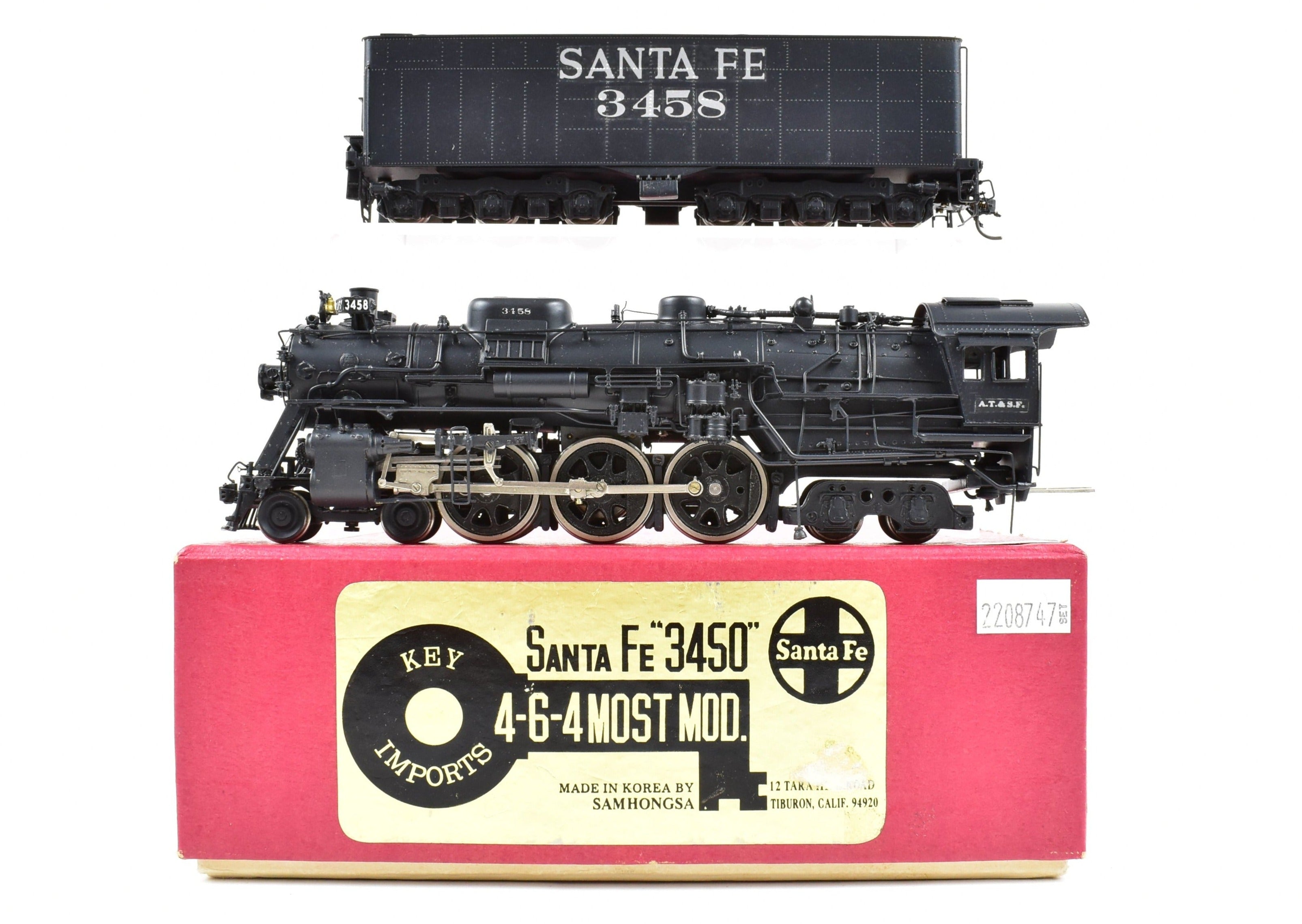 HO Brass Key Imports ATSF Santa Fe 3450 Class 4-6-4 Modernized Custom Painted Locomotive No. 3458